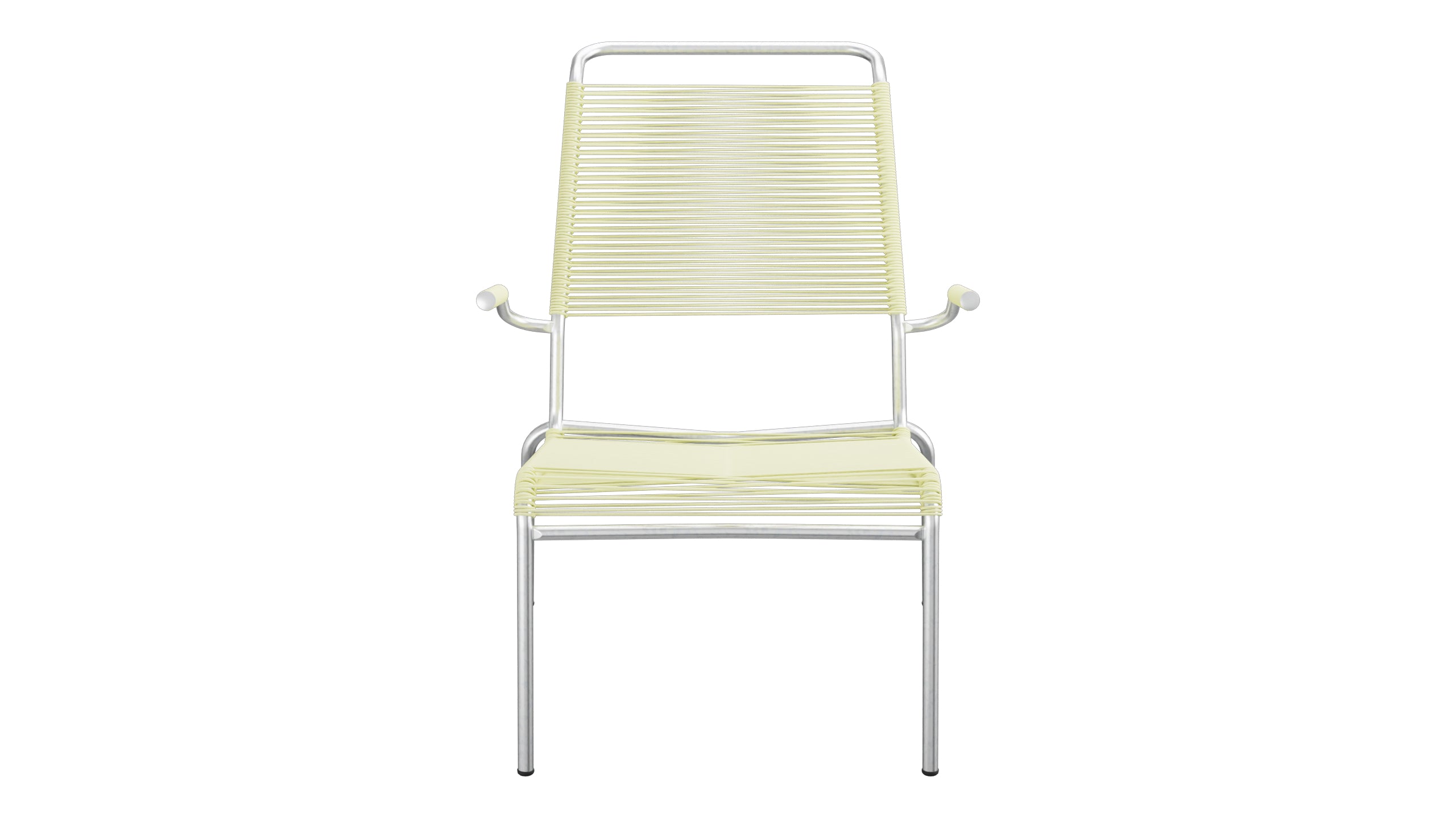 Säntis Lounger Spaghetti mit Armlehne Hochlehner in Buchsbaumgelb präsentiert im Onlineshop von KAQTU Design AG. Outdoor-Sessel mit Armlehnen ist von Schaffner
