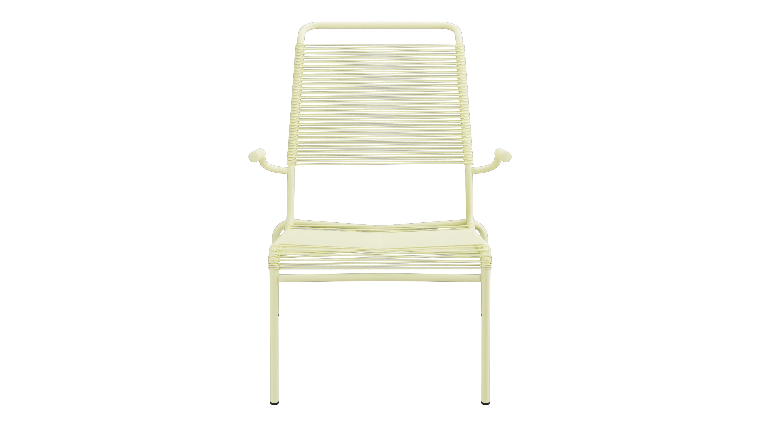 Säntis Lounger Spaghetti mit Armlehne Hochlehner in Buchsbaumgelb präsentiert im Onlineshop von KAQTU Design AG. Outdoor-Sessel mit Armlehnen ist von Schaffner