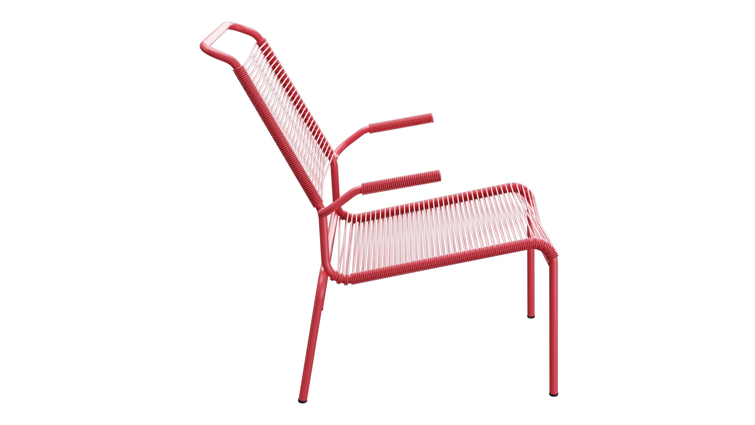 Säntis Lounger Spaghetti mit Armlehne Hochlehner in Ahornrot präsentiert im Onlineshop von KAQTU Design AG. Outdoor-Sessel mit Armlehnen ist von Schaffner