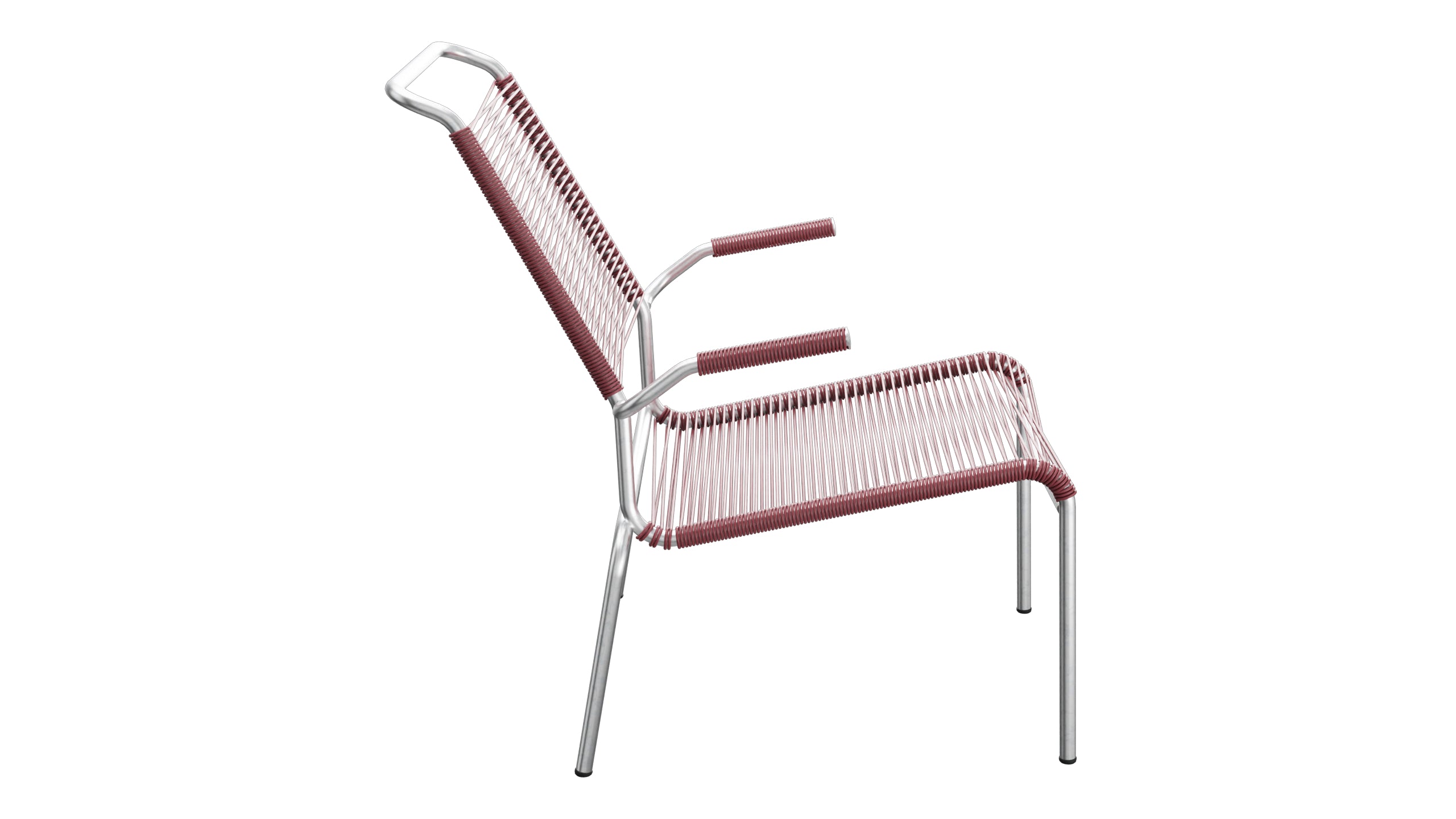 Säntis Lounger Spaghetti mit Armlehne Hochlehner in Bordeaux präsentiert im Onlineshop von KAQTU Design AG. Outdoor-Sessel mit Armlehnen ist von Schaffner