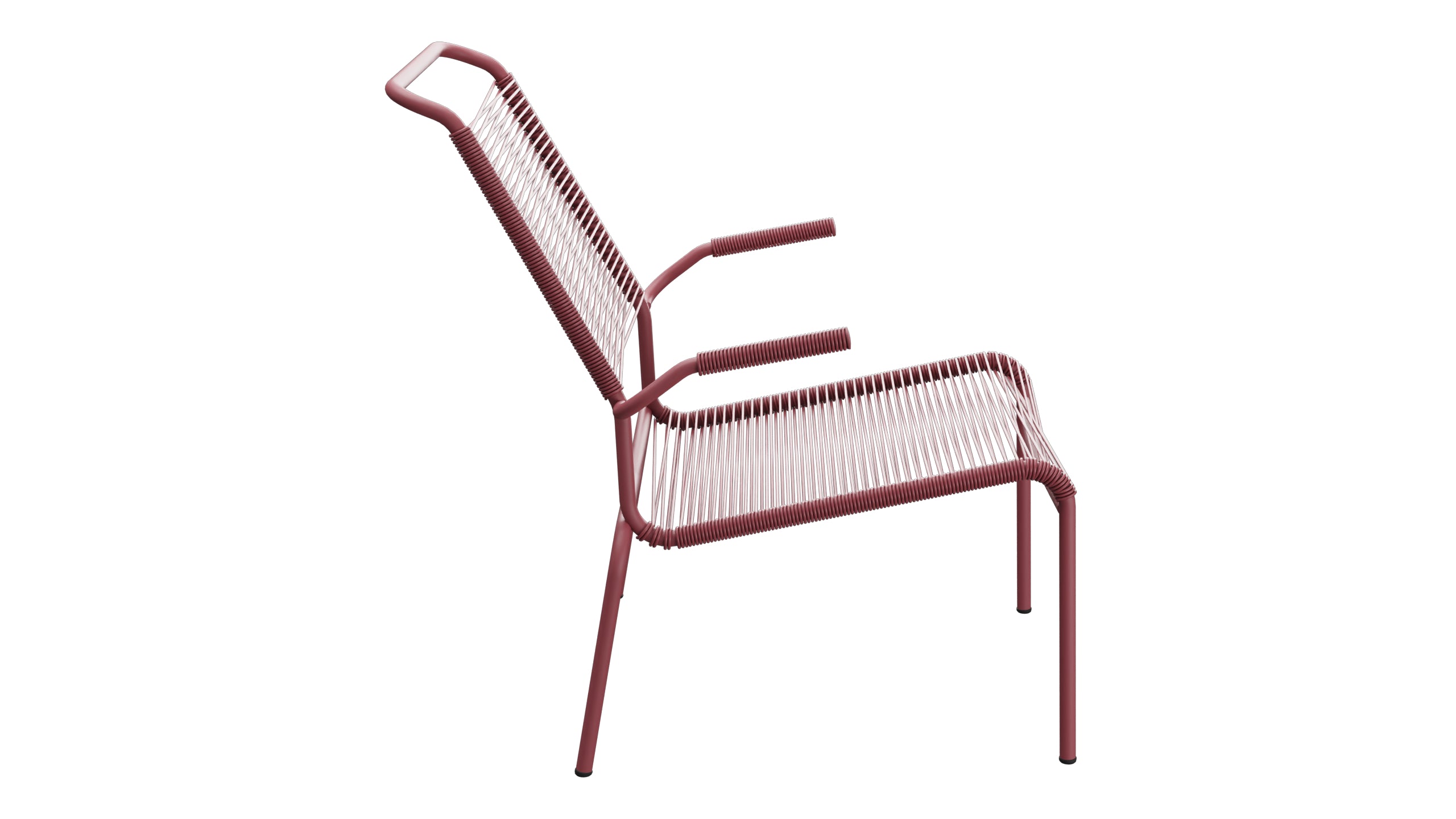Säntis Lounger Spaghetti mit Armlehne Hochlehner in Bordeaux präsentiert im Onlineshop von KAQTU Design AG. Outdoor-Sessel mit Armlehnen ist von Schaffner