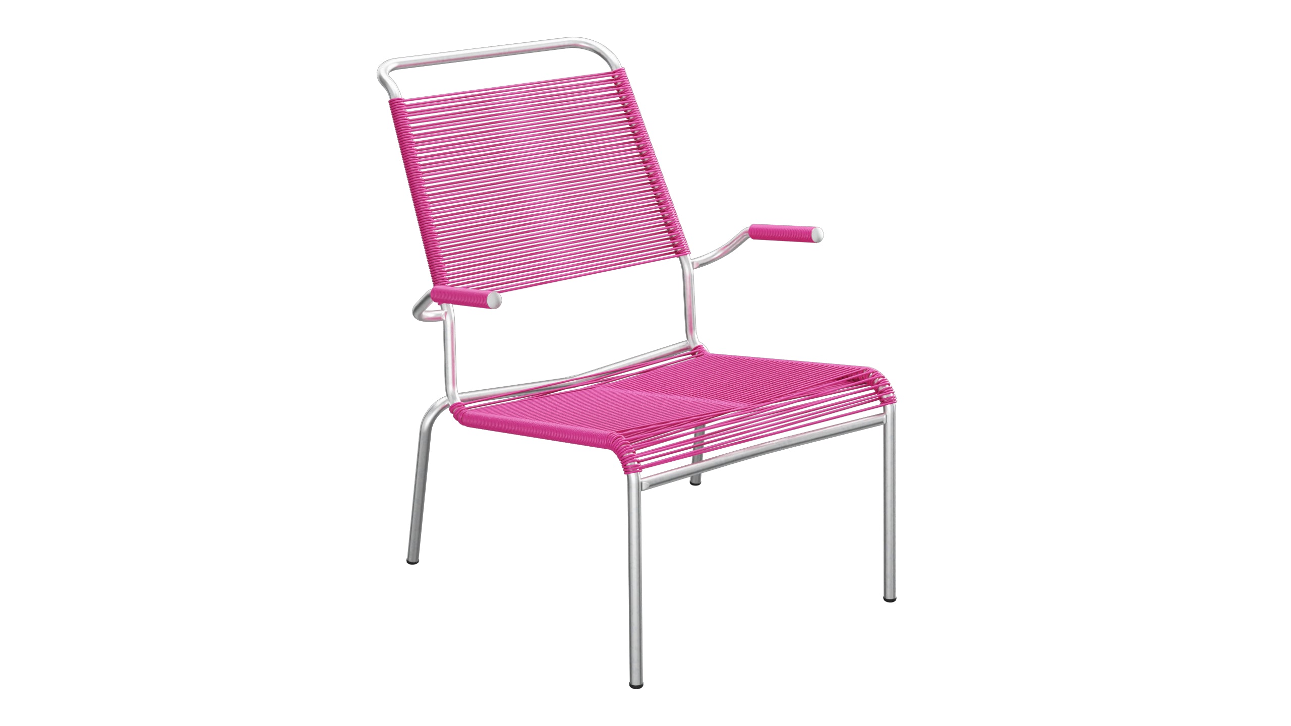 Säntis Lounger Spaghetti mit Armlehne Hochlehner in Pink präsentiert im Onlineshop von KAQTU Design AG. Outdoor-Sessel mit Armlehnen ist von Schaffner