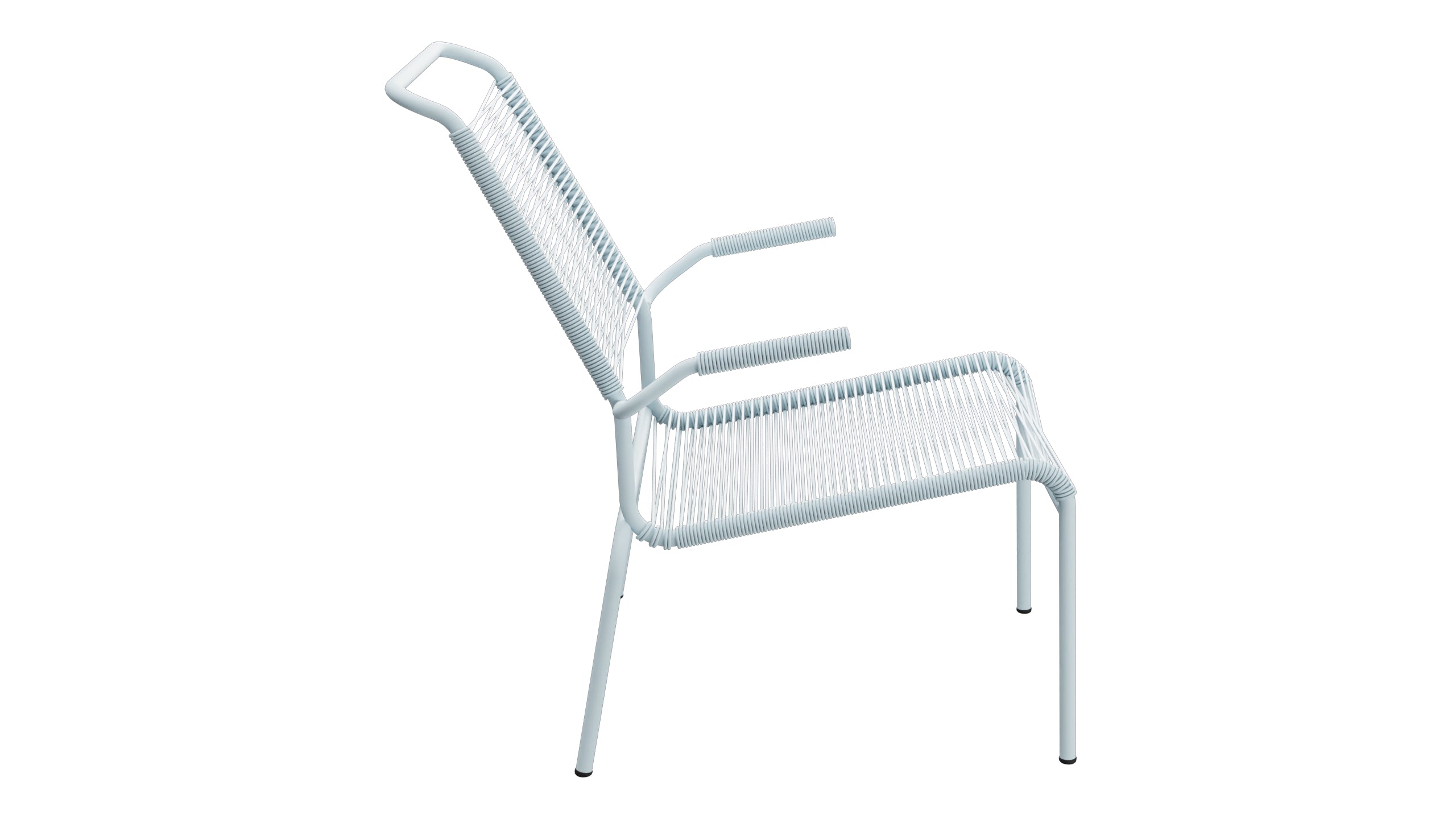 Säntis Lounger Spaghetti mit Armlehne Hochlehner in Pastellblau präsentiert im Onlineshop von KAQTU Design AG. Outdoor-Sessel mit Armlehnen ist von Schaffner