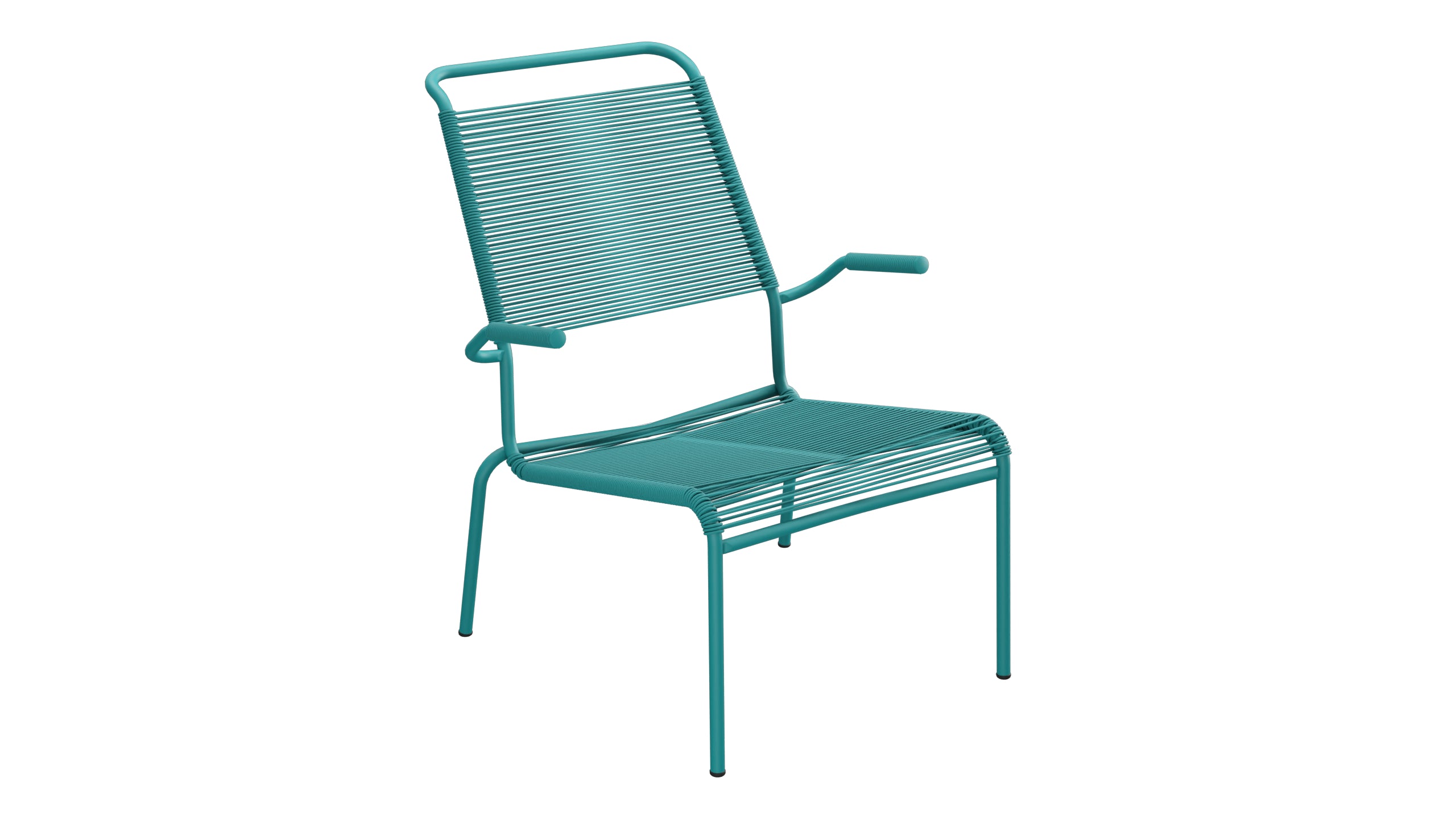 Säntis Lounger Spaghetti mit Armlehne Hochlehner in Kaliblau präsentiert im Onlineshop von KAQTU Design AG. Outdoor-Sessel mit Armlehnen ist von Schaffner