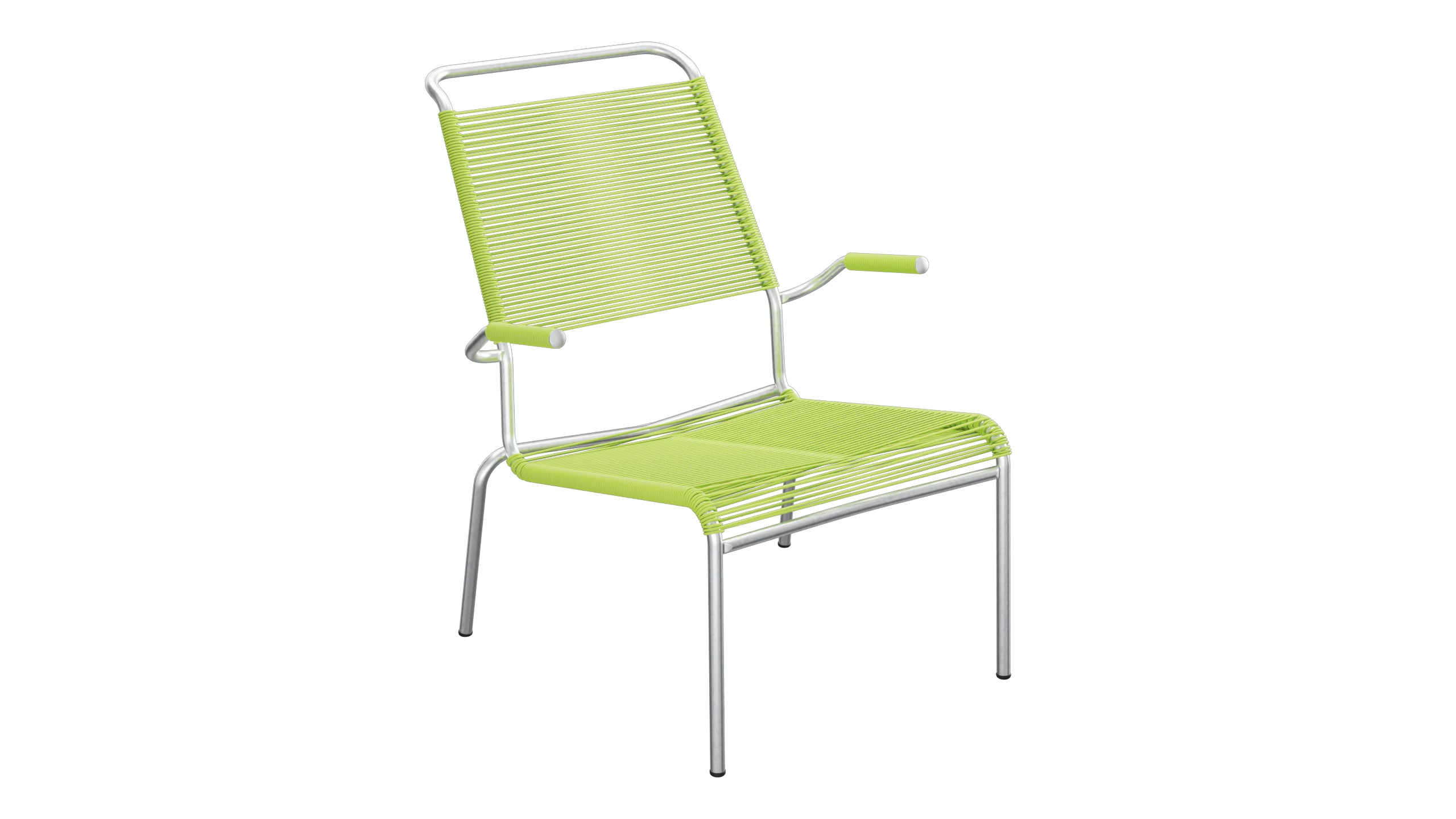 Säntis Lounger Spaghetti mit Armlehne Hochlehner in Hellgrün präsentiert im Onlineshop von KAQTU Design AG. Outdoor-Sessel mit Armlehnen ist von Schaffner