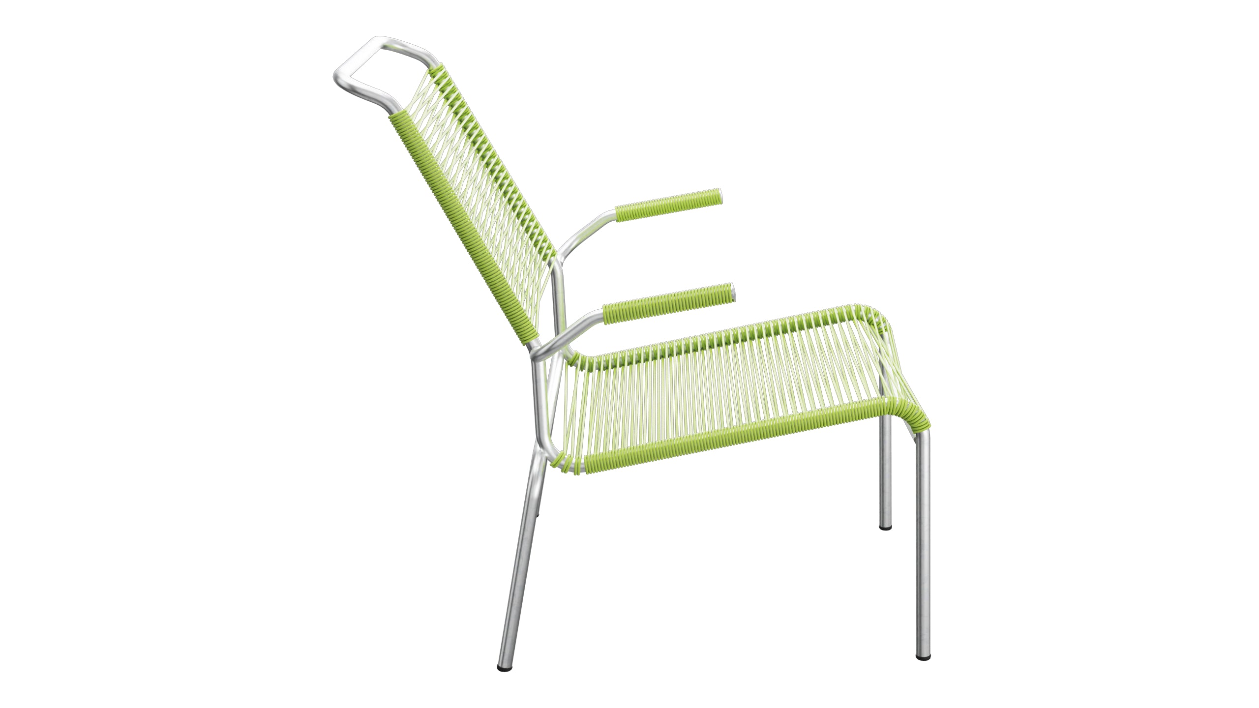 Säntis Lounger Spaghetti mit Armlehne Hochlehner in Hellgrün präsentiert im Onlineshop von KAQTU Design AG. Outdoor-Sessel mit Armlehnen ist von Schaffner