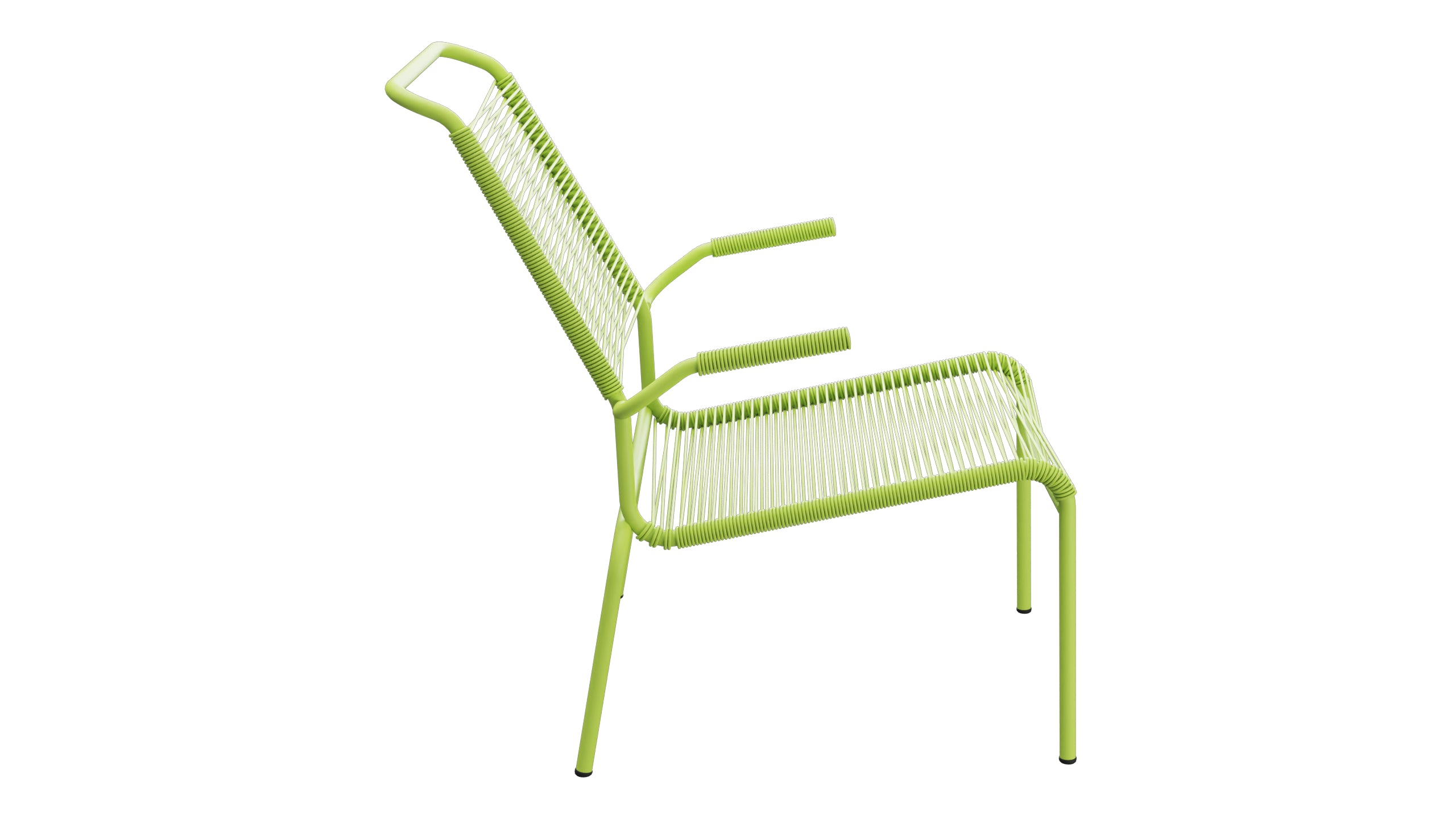 Säntis Lounger Spaghetti mit Armlehne Hochlehner in Hellgrün präsentiert im Onlineshop von KAQTU Design AG. Outdoor-Sessel mit Armlehnen ist von Schaffner