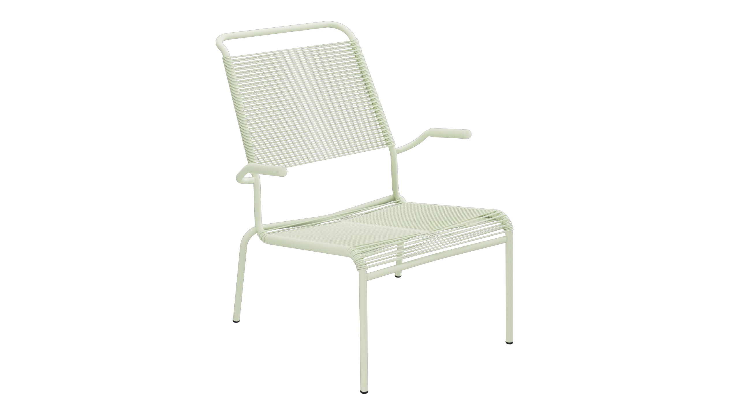 Säntis Lounger Spaghetti mit Armlehne Hochlehner in Pastellgrün präsentiert im Onlineshop von KAQTU Design AG. Outdoor-Sessel mit Armlehnen ist von Schaffner