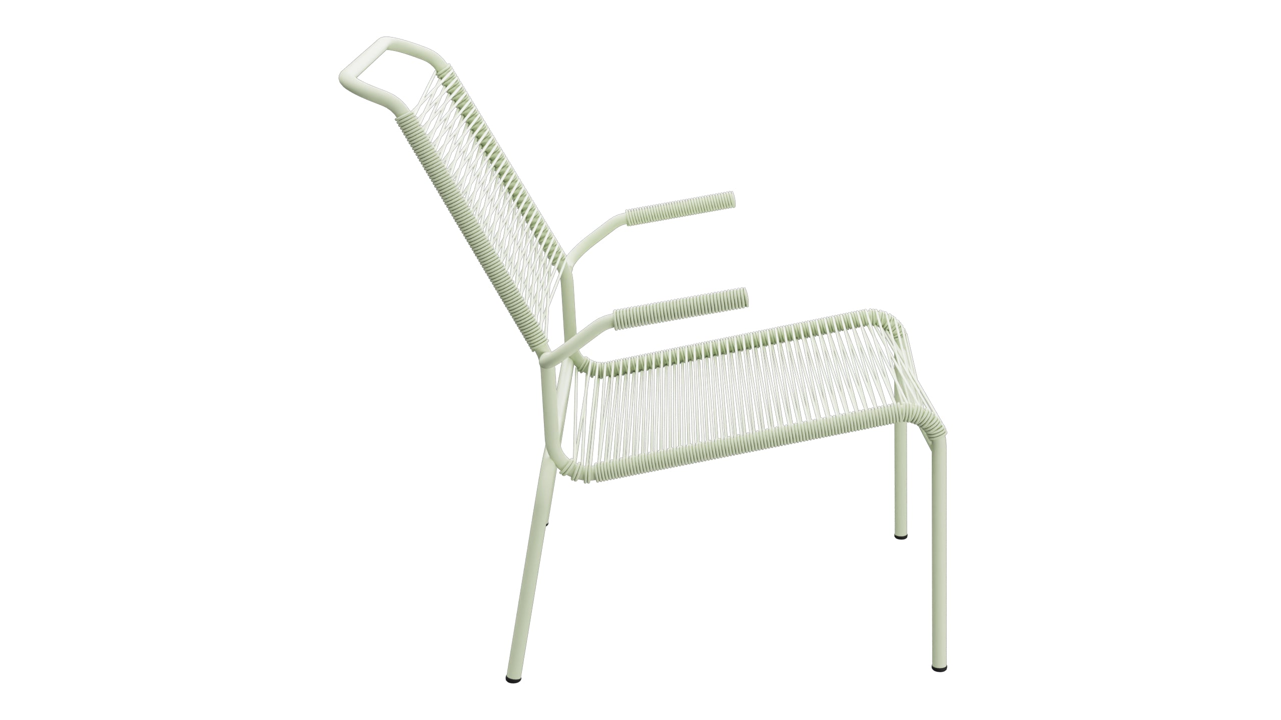 Säntis Lounger Spaghetti mit Armlehne Hochlehner in Pastellgrün präsentiert im Onlineshop von KAQTU Design AG. Outdoor-Sessel mit Armlehnen ist von Schaffner