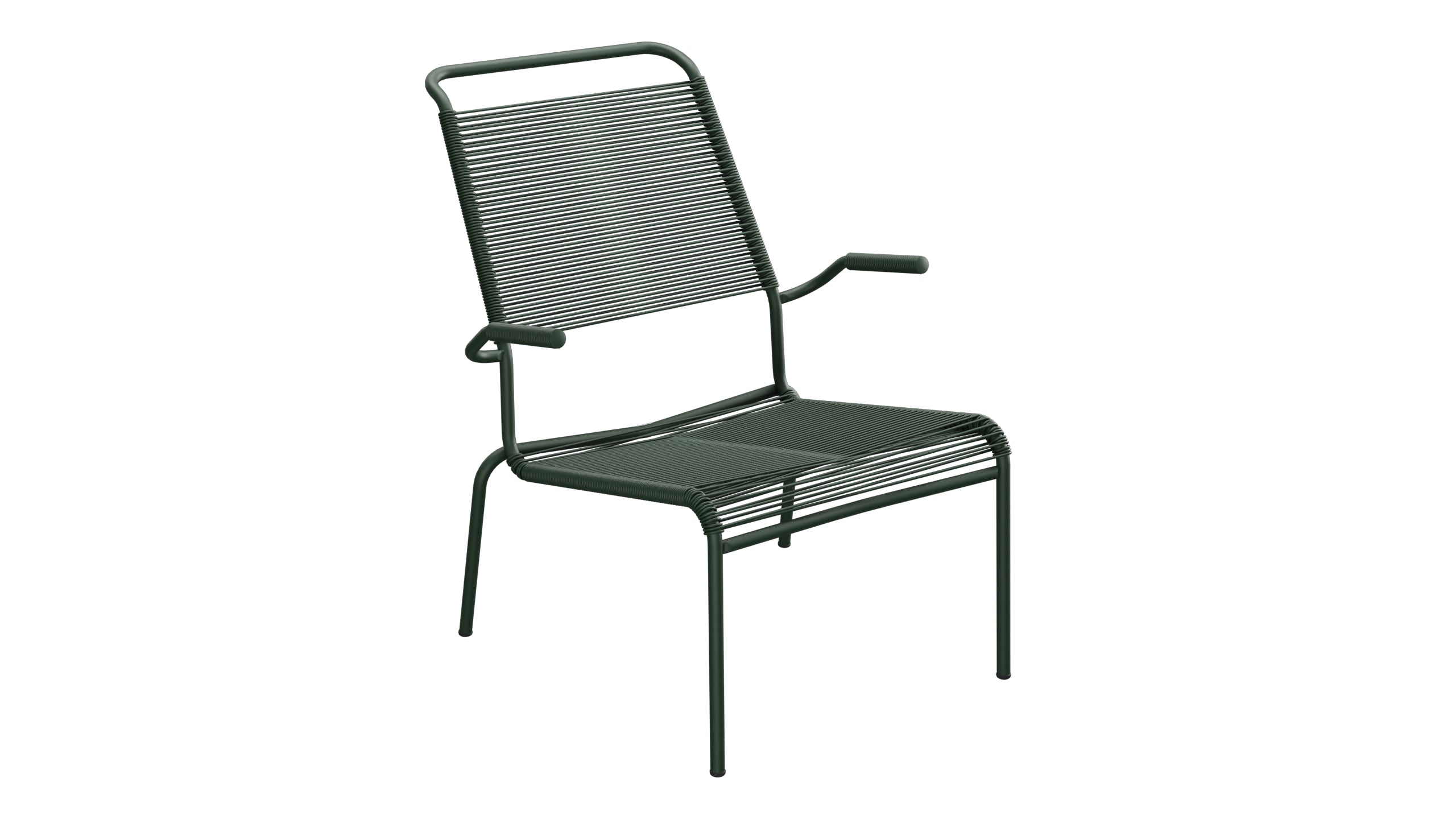Säntis Lounger Spaghetti mit Armlehne Hochlehner in Tannengrün präsentiert im Onlineshop von KAQTU Design AG. Outdoor-Sessel mit Armlehnen ist von Schaffner