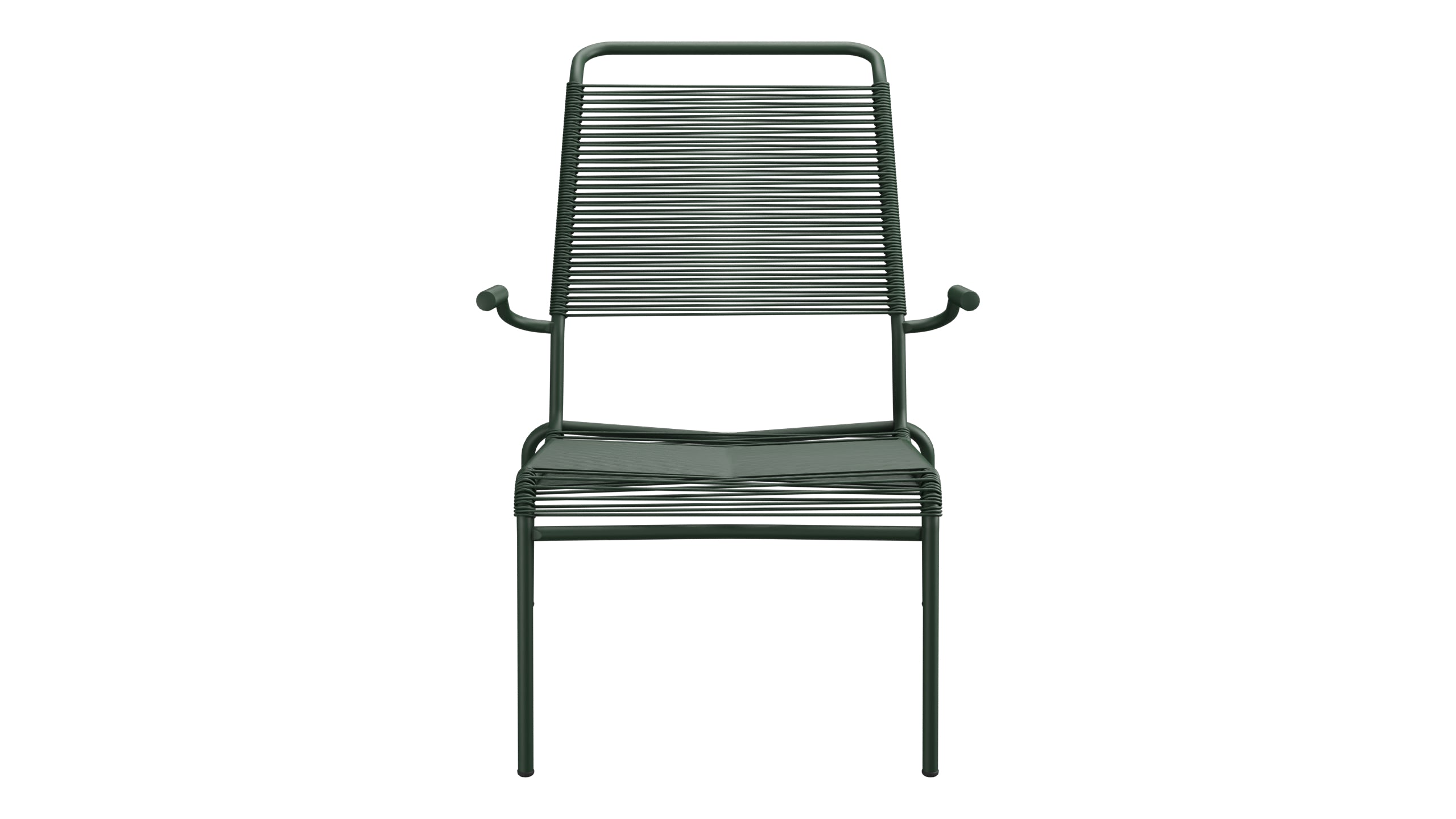 Säntis Lounger Spaghetti mit Armlehne Hochlehner in Tannengrün präsentiert im Onlineshop von KAQTU Design AG. Outdoor-Sessel mit Armlehnen ist von Schaffner