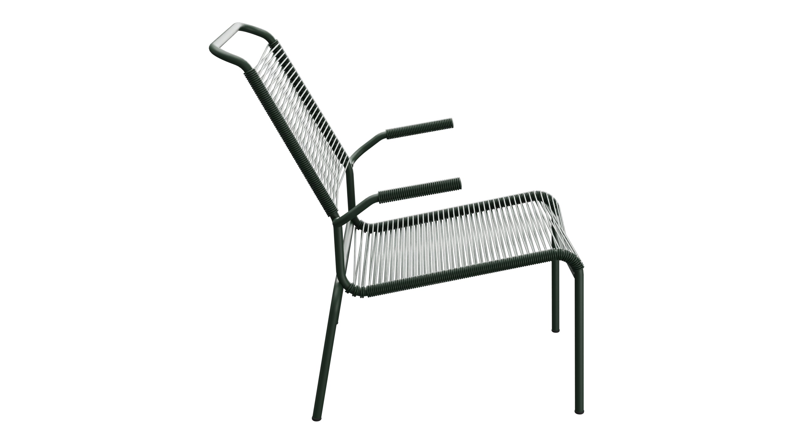Säntis Lounger Spaghetti mit Armlehne Hochlehner in Tannengrün präsentiert im Onlineshop von KAQTU Design AG. Outdoor-Sessel mit Armlehnen ist von Schaffner