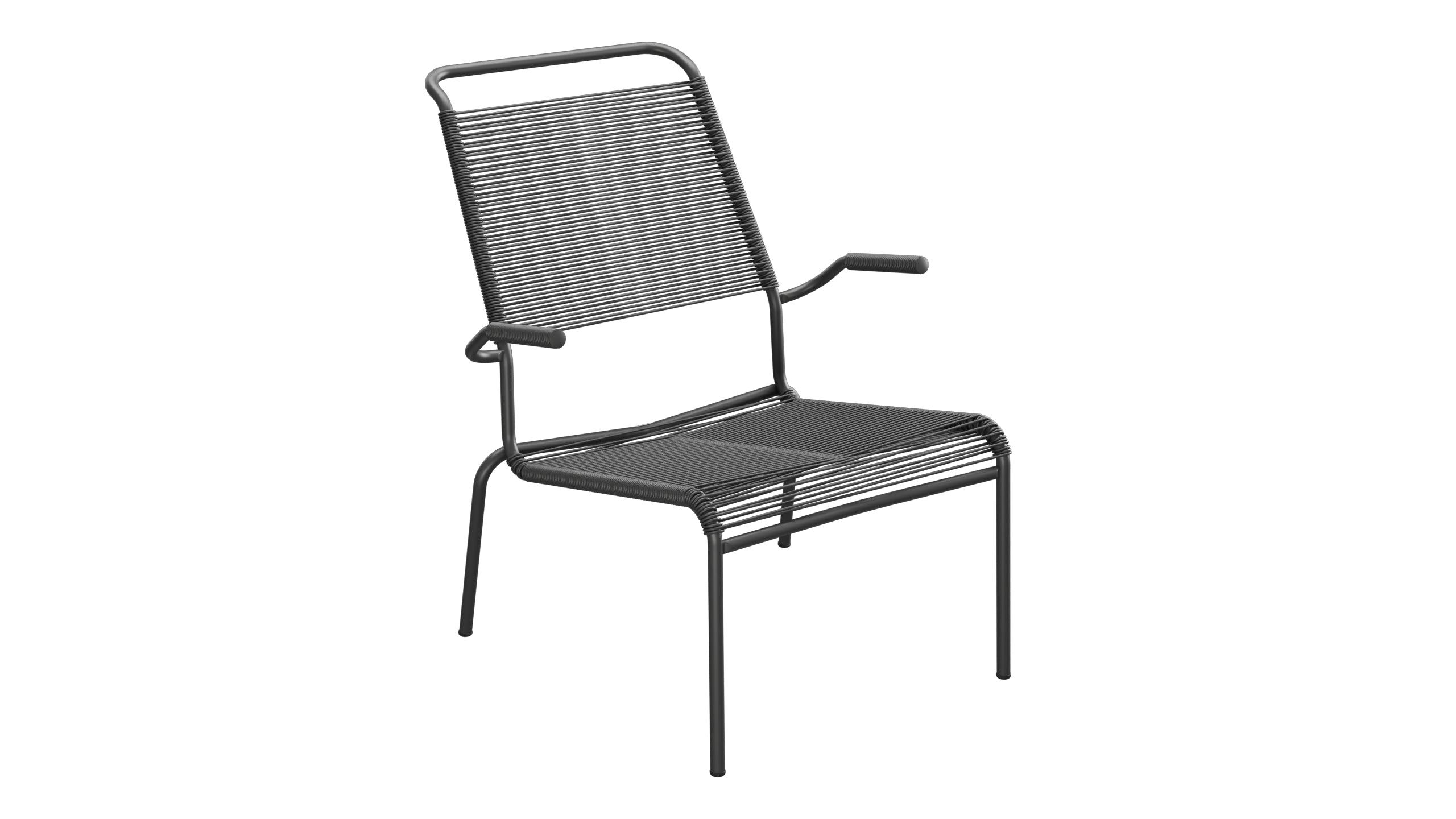 Säntis Lounger Spaghetti mit Armlehne Hochlehner in Anthrazit präsentiert im Onlineshop von KAQTU Design AG. Outdoor-Sessel mit Armlehnen ist von Schaffner