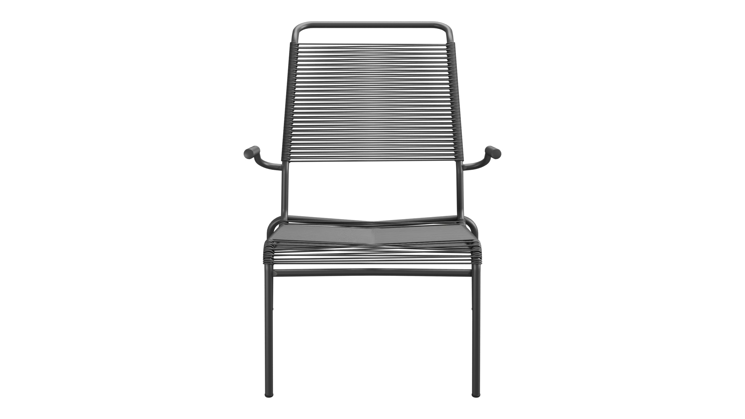 Säntis Lounger Spaghetti mit Armlehne Hochlehner in Anthrazit präsentiert im Onlineshop von KAQTU Design AG. Outdoor-Sessel mit Armlehnen ist von Schaffner