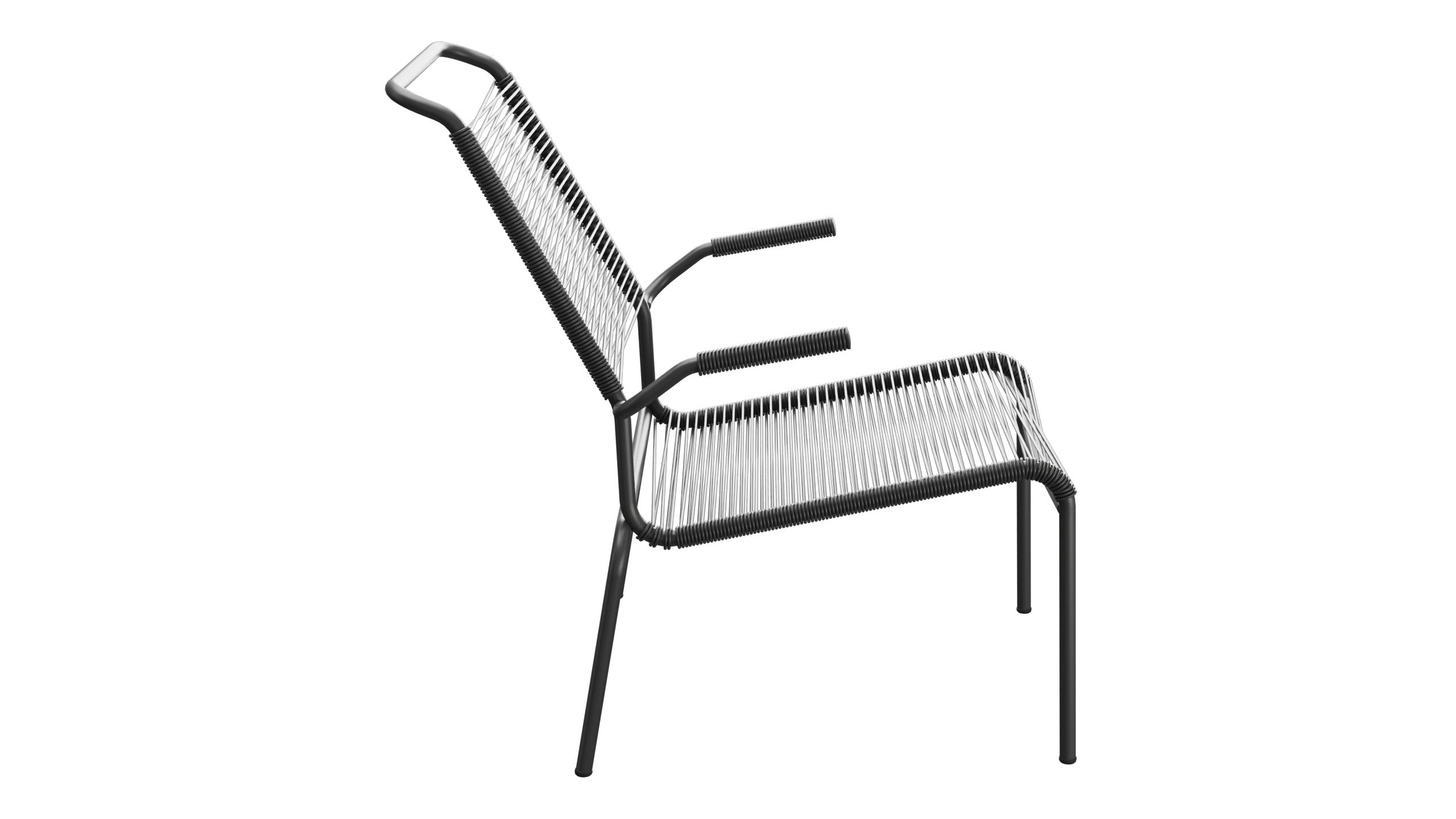 Säntis Lounger Spaghetti mit Armlehne Hochlehner in Anthrazit präsentiert im Onlineshop von KAQTU Design AG. Outdoor-Sessel mit Armlehnen ist von Schaffner