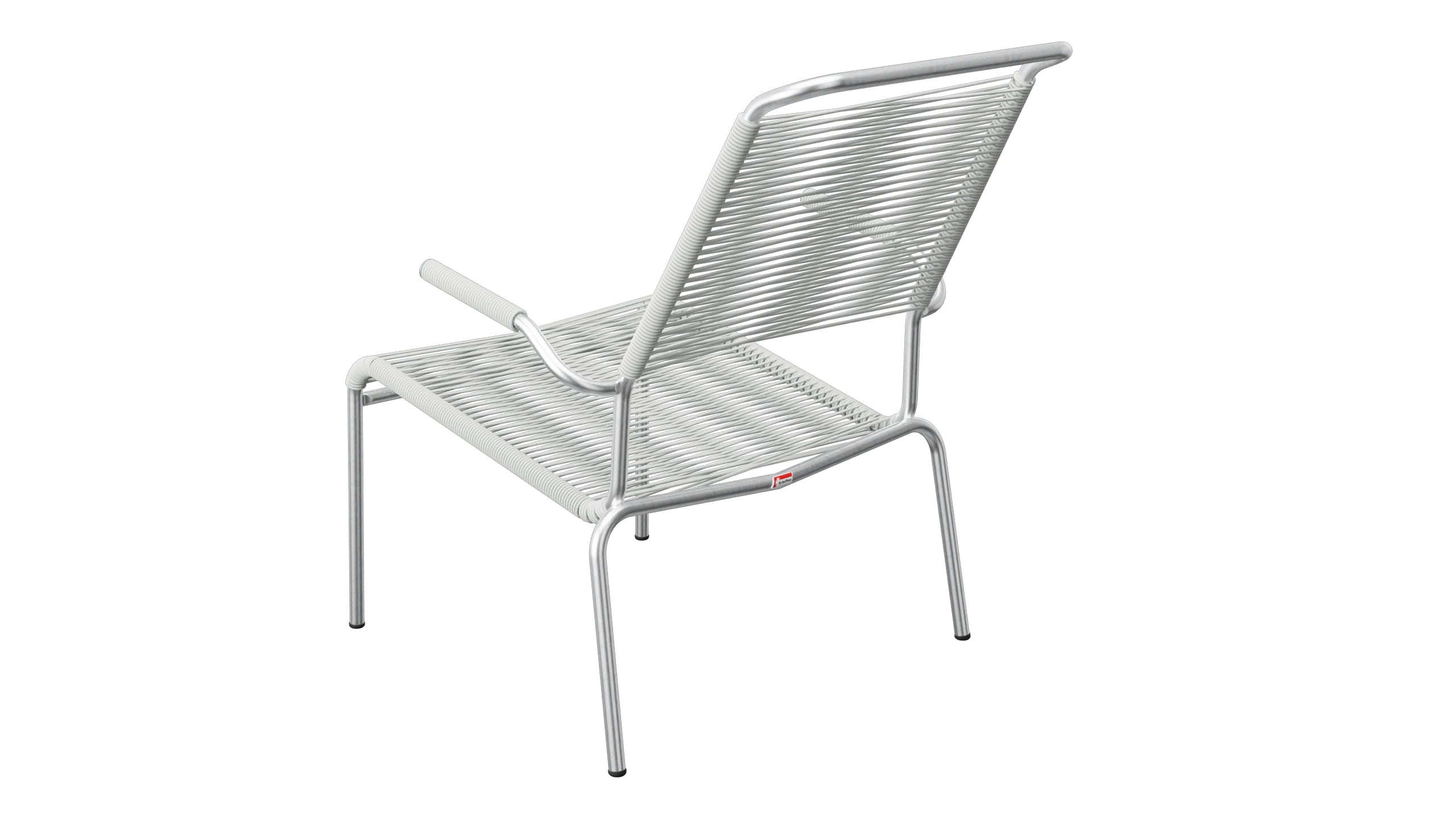 Säntis Lounger Spaghetti mit Armlehne Hochlehner in Alusilber präsentiert im Onlineshop von KAQTU Design AG. Outdoor-Sessel mit Armlehnen ist von Schaffner
