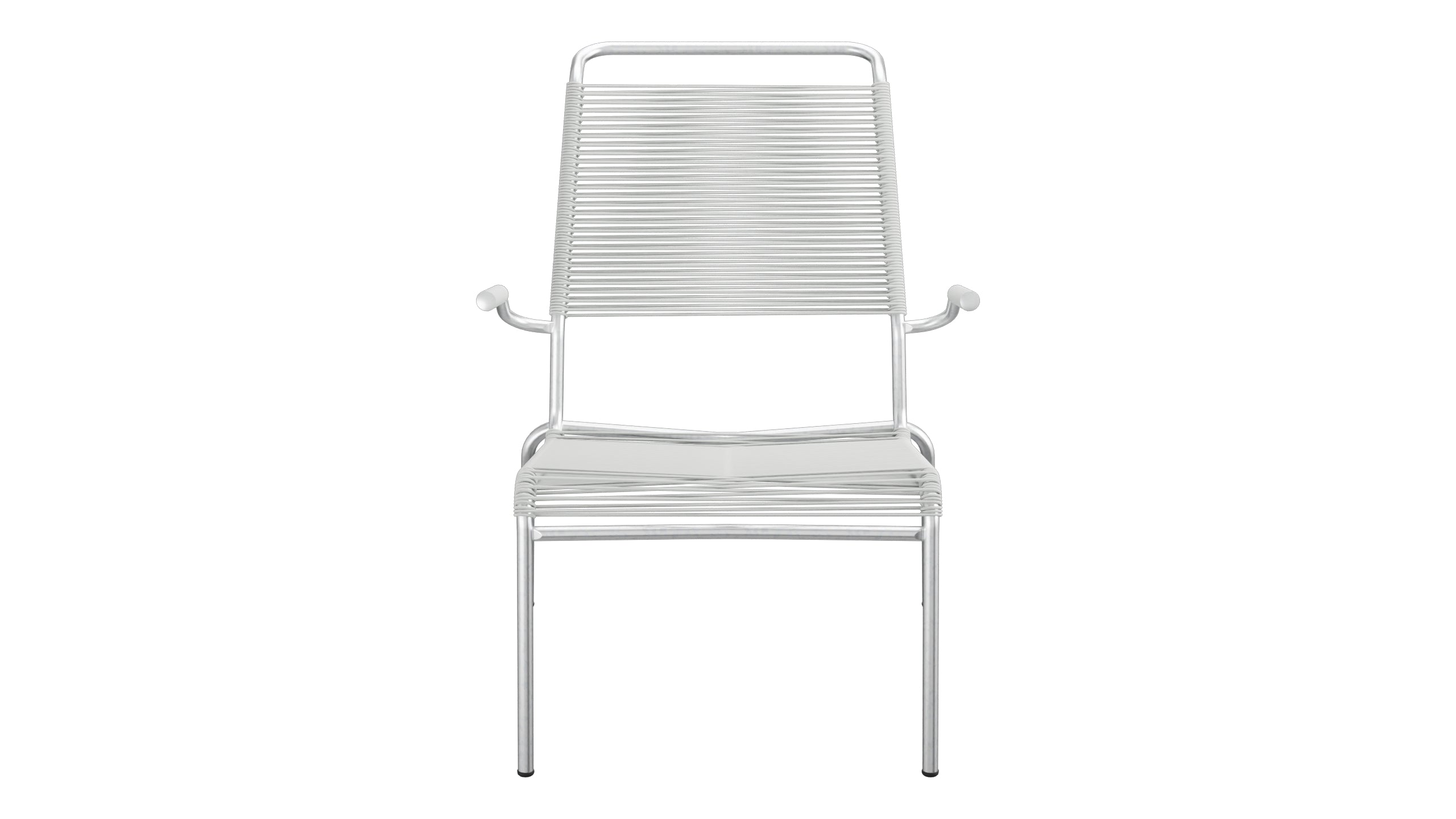 Säntis Lounger Spaghetti mit Armlehne Hochlehner in Alusilber präsentiert im Onlineshop von KAQTU Design AG. Outdoor-Sessel mit Armlehnen ist von Schaffner