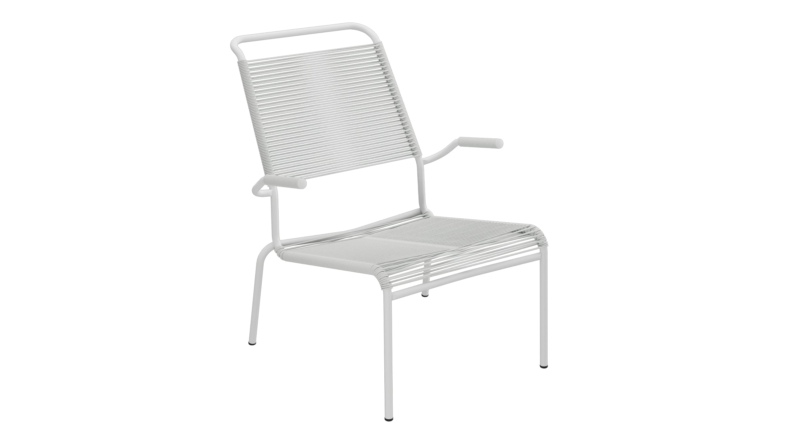 Säntis Lounger Spaghetti mit Armlehne Hochlehner in Alusilber präsentiert im Onlineshop von KAQTU Design AG. Outdoor-Sessel mit Armlehnen ist von Schaffner