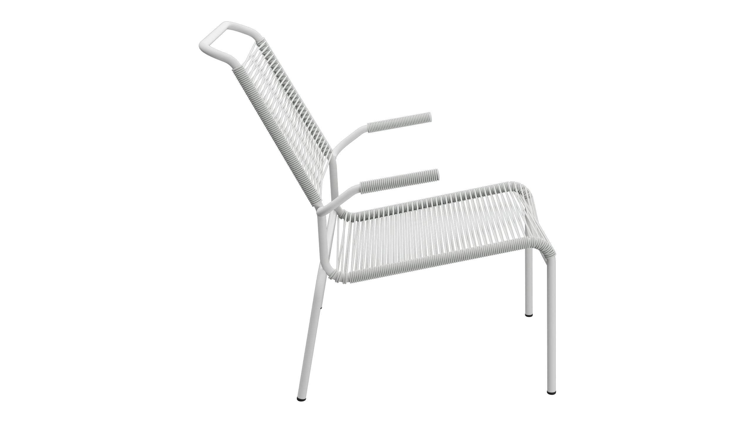 Säntis Lounger Spaghetti mit Armlehne Hochlehner in Alusilber präsentiert im Onlineshop von KAQTU Design AG. Outdoor-Sessel mit Armlehnen ist von Schaffner
