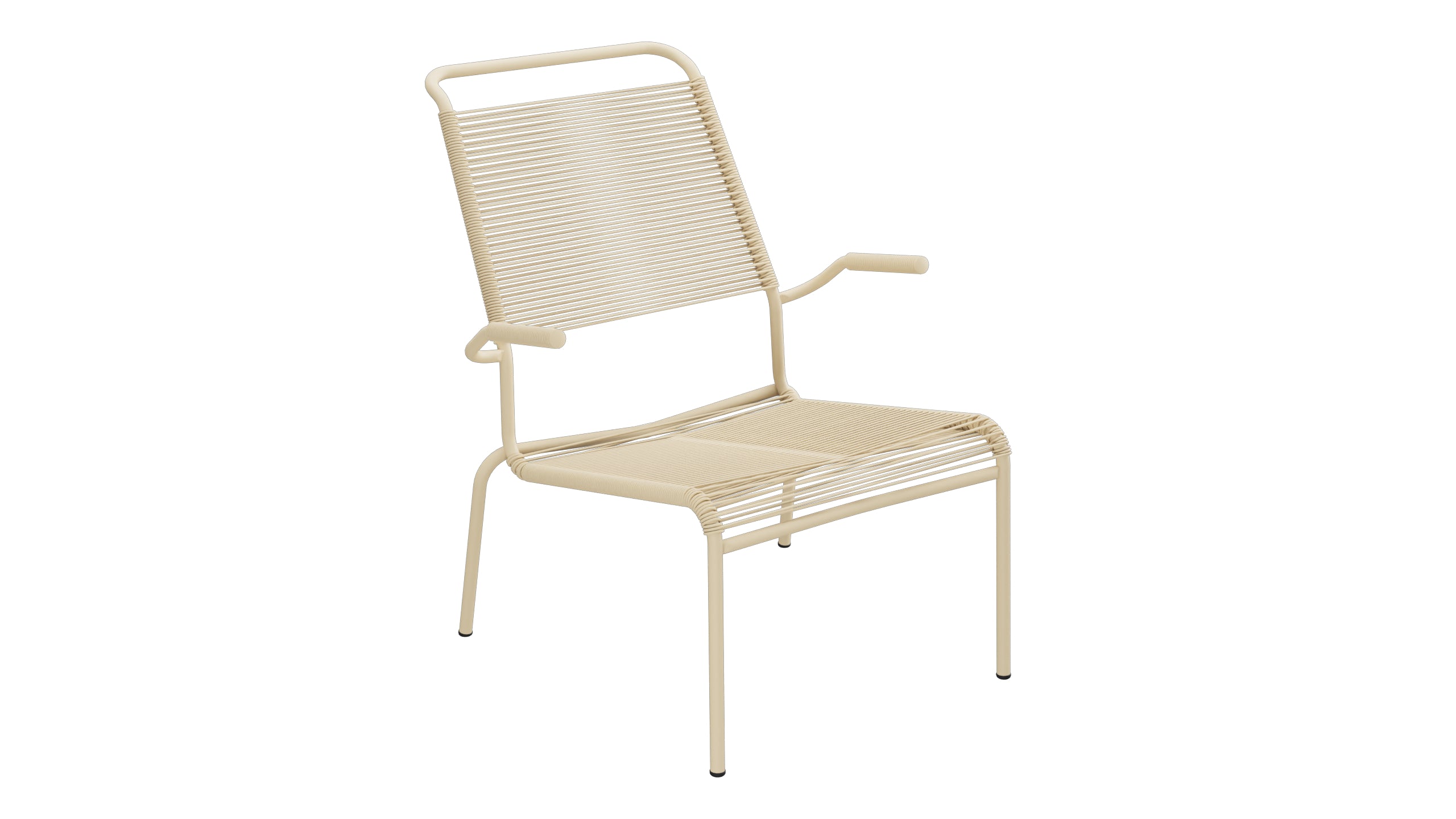 Säntis Lounger Spaghetti mit Armlehne Hochlehner in Pastellbraun präsentiert im Onlineshop von KAQTU Design AG. Outdoor-Sessel mit Armlehnen ist von Schaffner