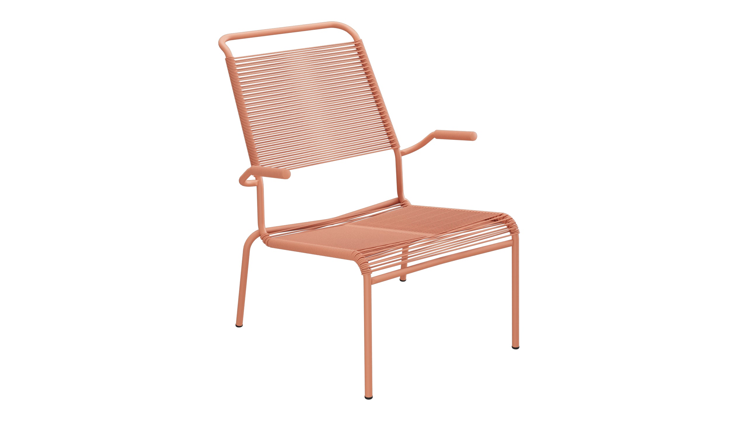 Säntis Lounger Spaghetti mit Armlehne Hochlehner in Pastellterracotta präsentiert im Onlineshop von KAQTU Design AG. Outdoor-Sessel mit Armlehnen ist von Schaffner