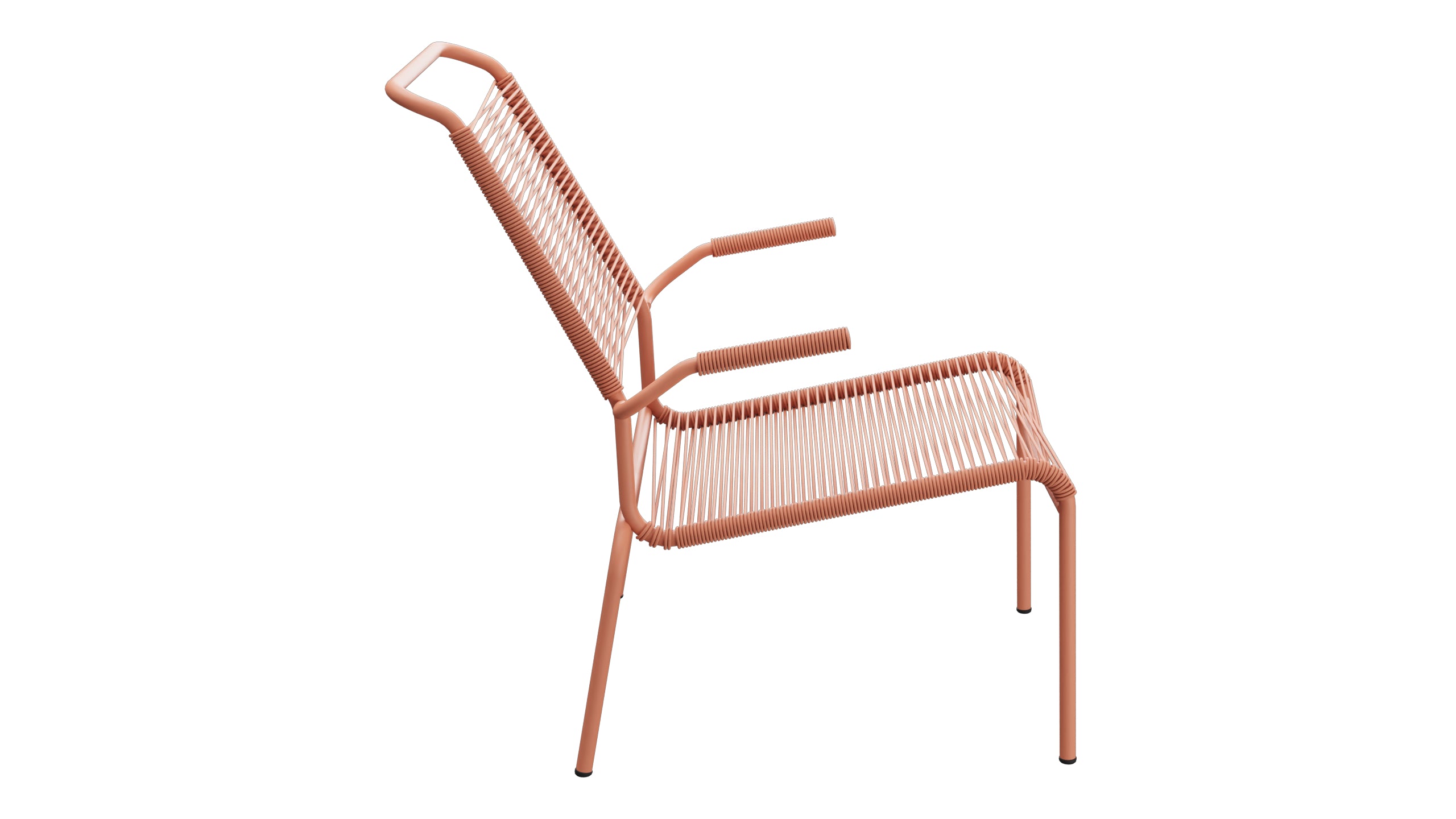 Säntis Lounger Spaghetti mit Armlehne Hochlehner in Pastellterracotta präsentiert im Onlineshop von KAQTU Design AG. Outdoor-Sessel mit Armlehnen ist von Schaffner