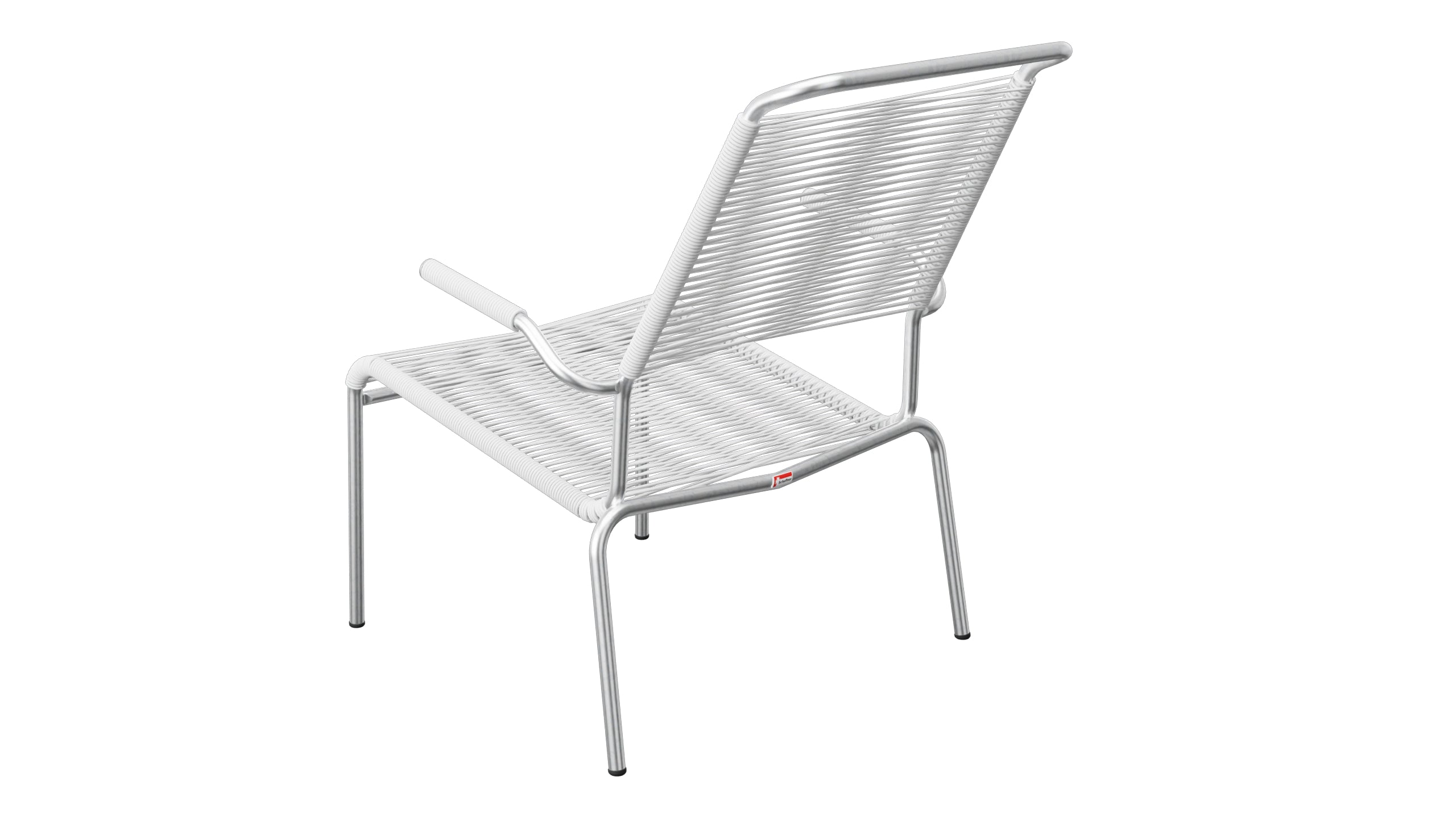 Säntis Lounger Spaghetti mit Armlehne Hochlehner in Weiss präsentiert im Onlineshop von KAQTU Design AG. Outdoor-Sessel mit Armlehnen ist von Schaffner