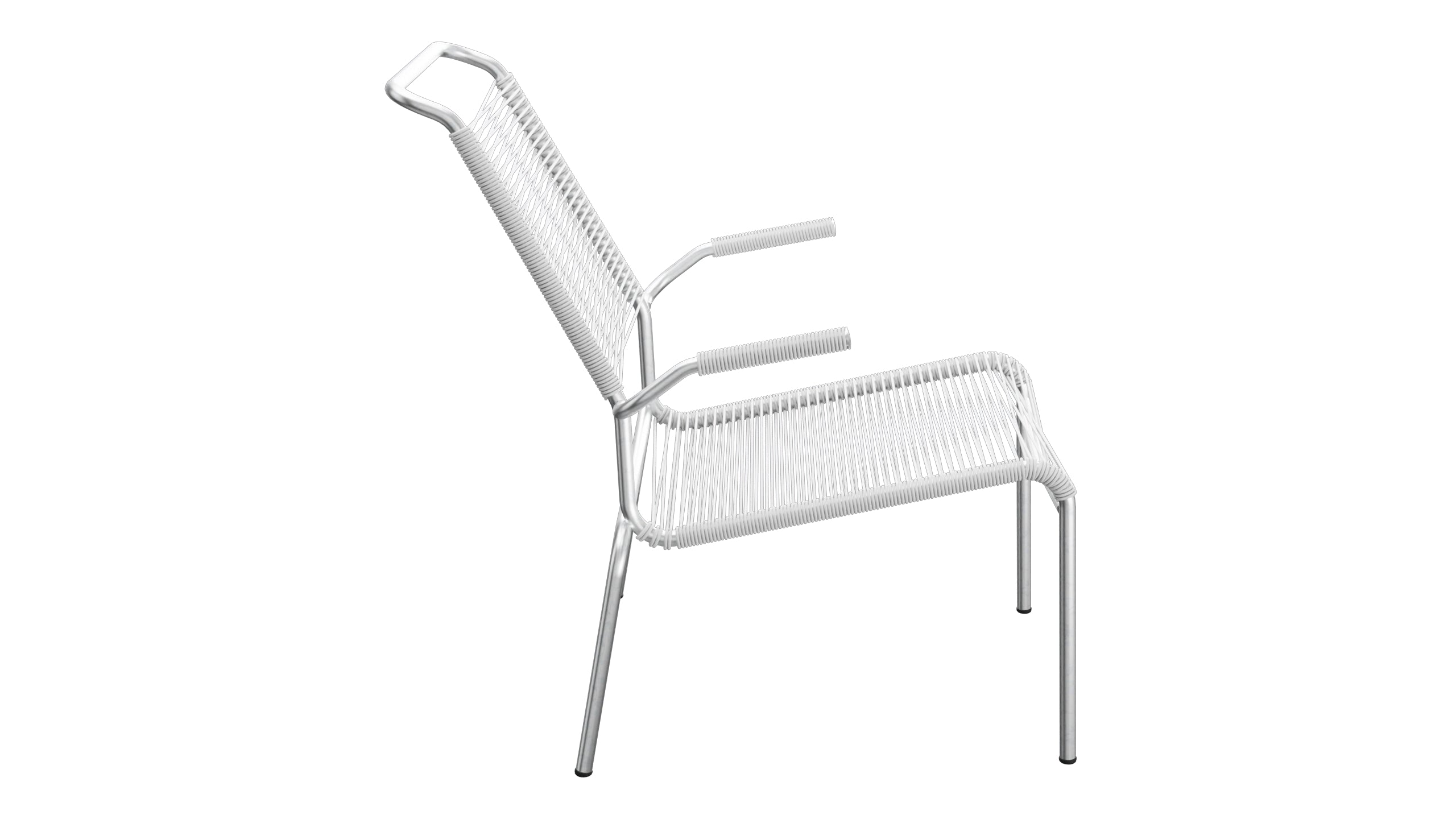 Säntis Lounger Spaghetti mit Armlehne Hochlehner in Weiss präsentiert im Onlineshop von KAQTU Design AG. Outdoor-Sessel mit Armlehnen ist von Schaffner