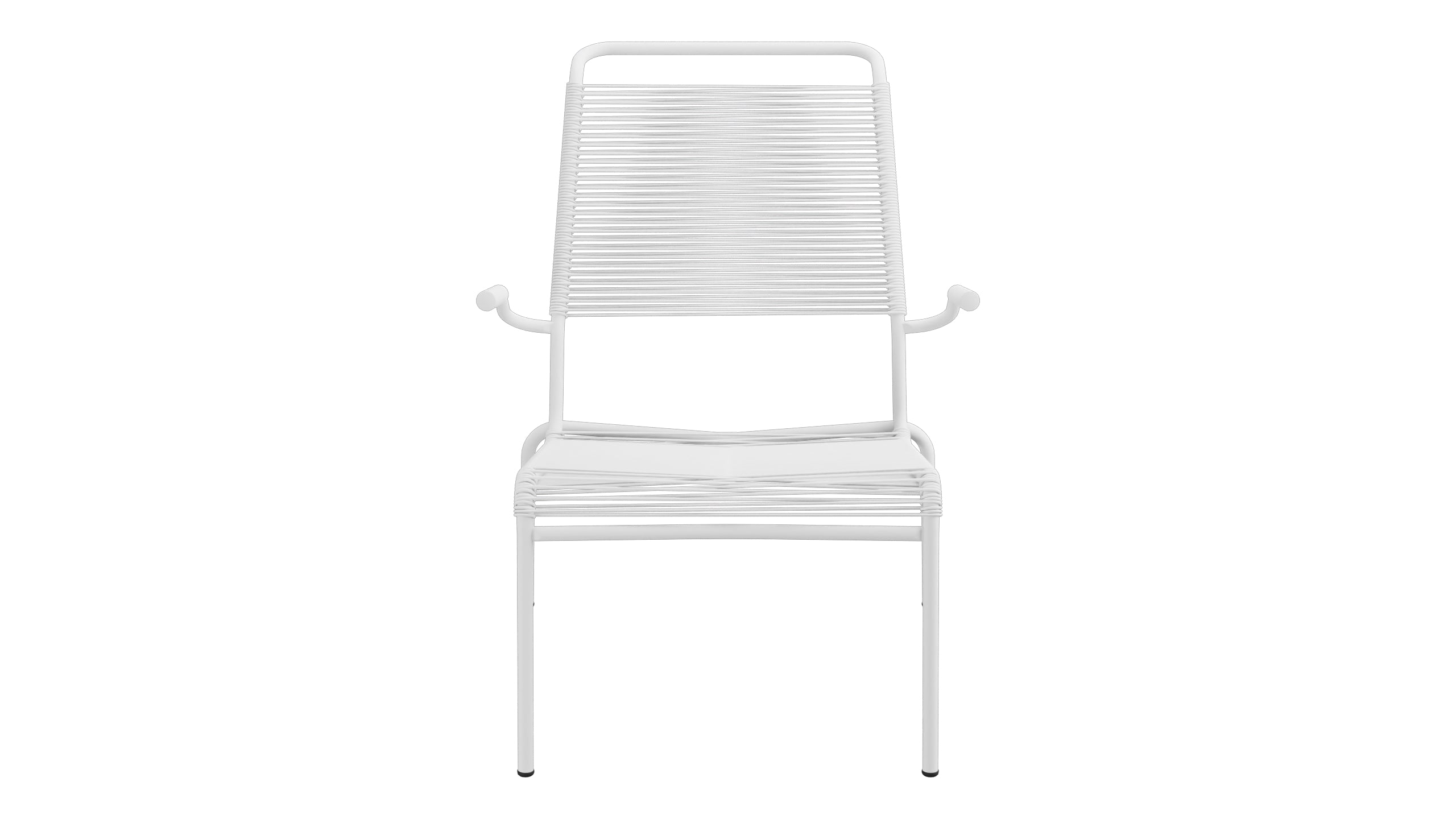 Säntis Lounger Spaghetti mit Armlehne Hochlehner in Weiss präsentiert im Onlineshop von KAQTU Design AG. Outdoor-Sessel mit Armlehnen ist von Schaffner