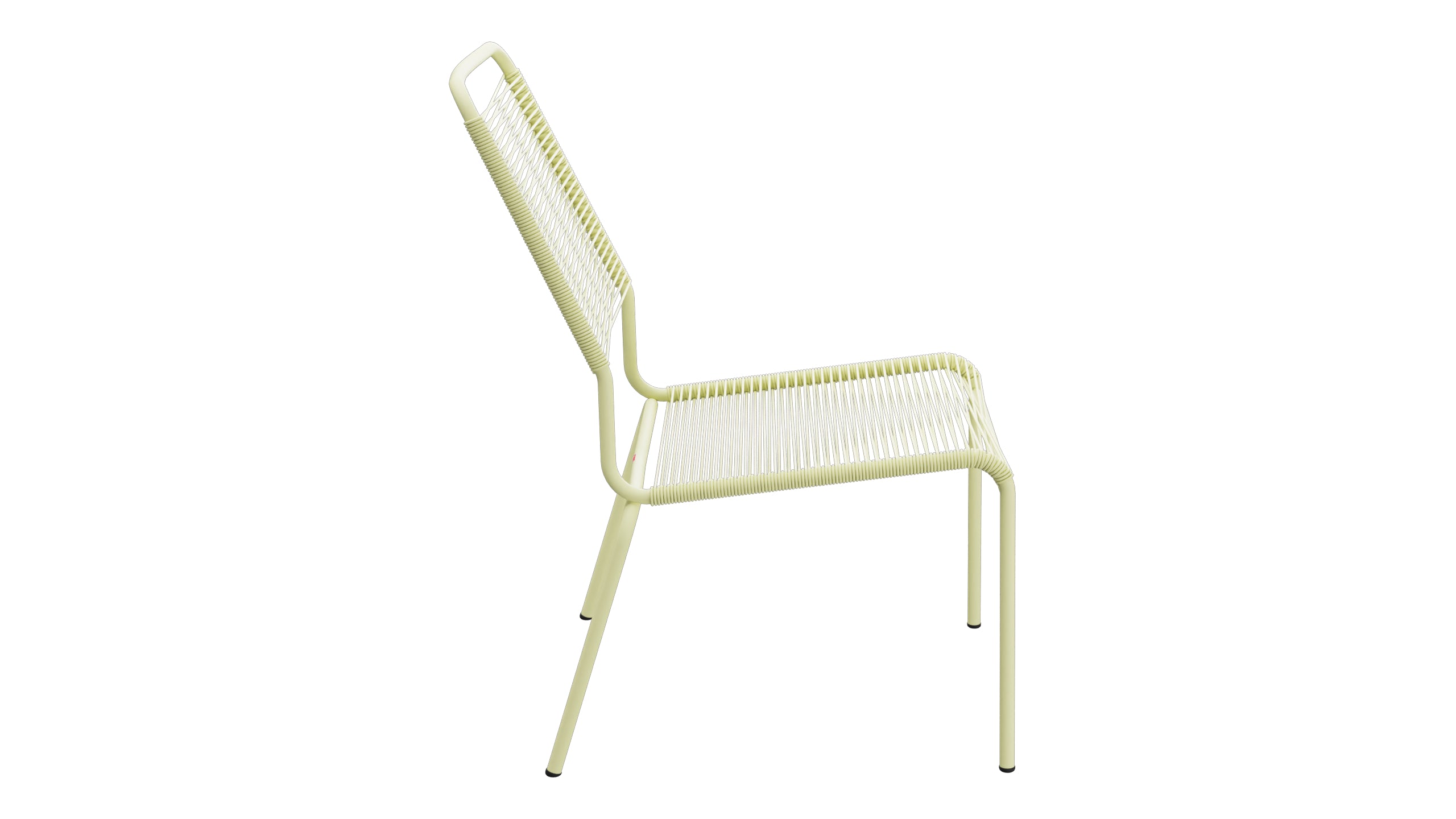 Rigi Spaghetti-Salonsessel  ohne Armlehne in Buchsbaumgelb präsentiert im Onlineshop von KAQTU Design AG. Outdoor-Sessel ist von Schaffner