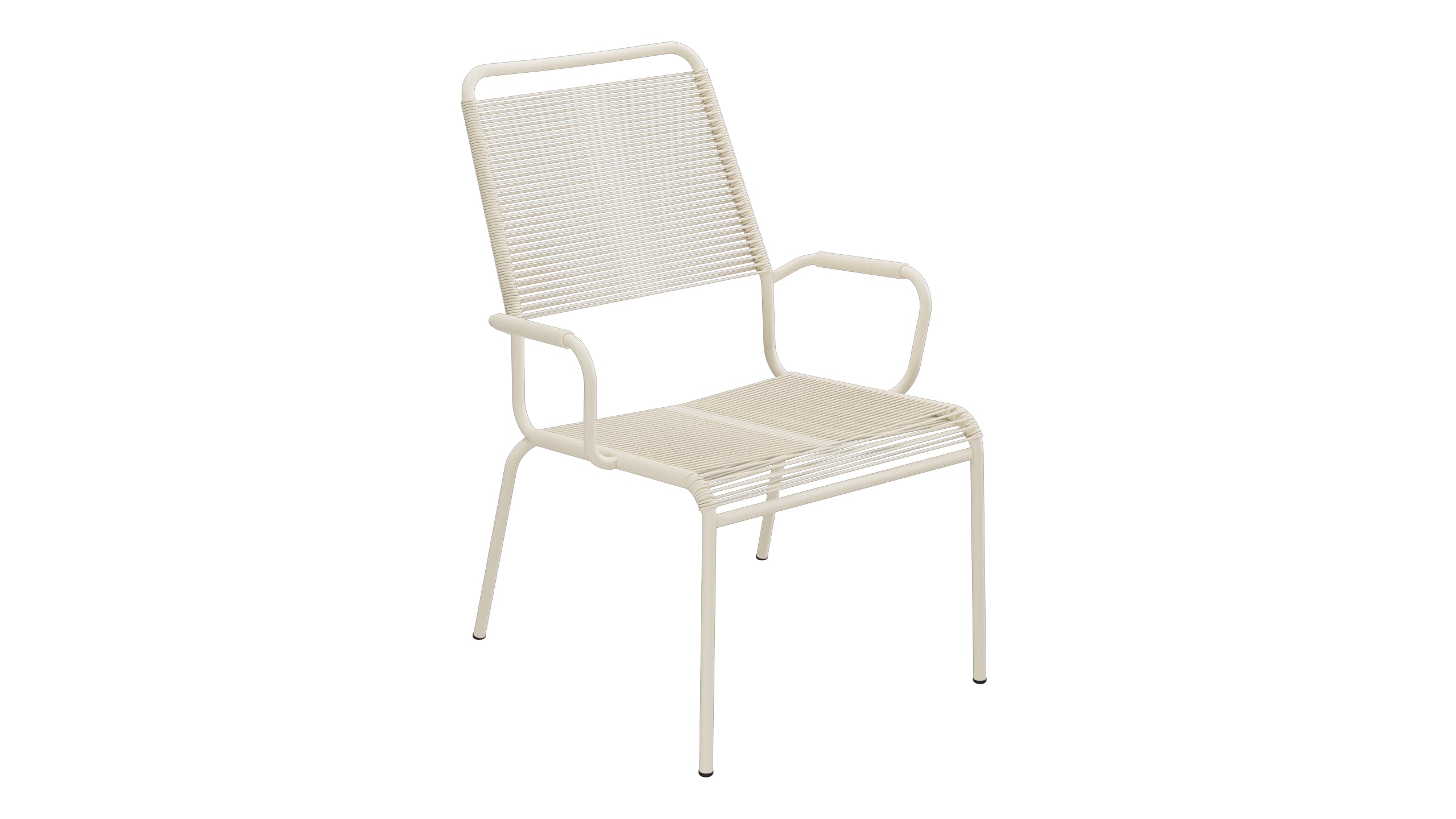 Rigi Spaghetti-Salonsessel  mit Armlehne in Pastellsand präsentiert im Onlineshop von KAQTU Design AG. Gartenstuhl mit Armlehnen ist von Schaffner