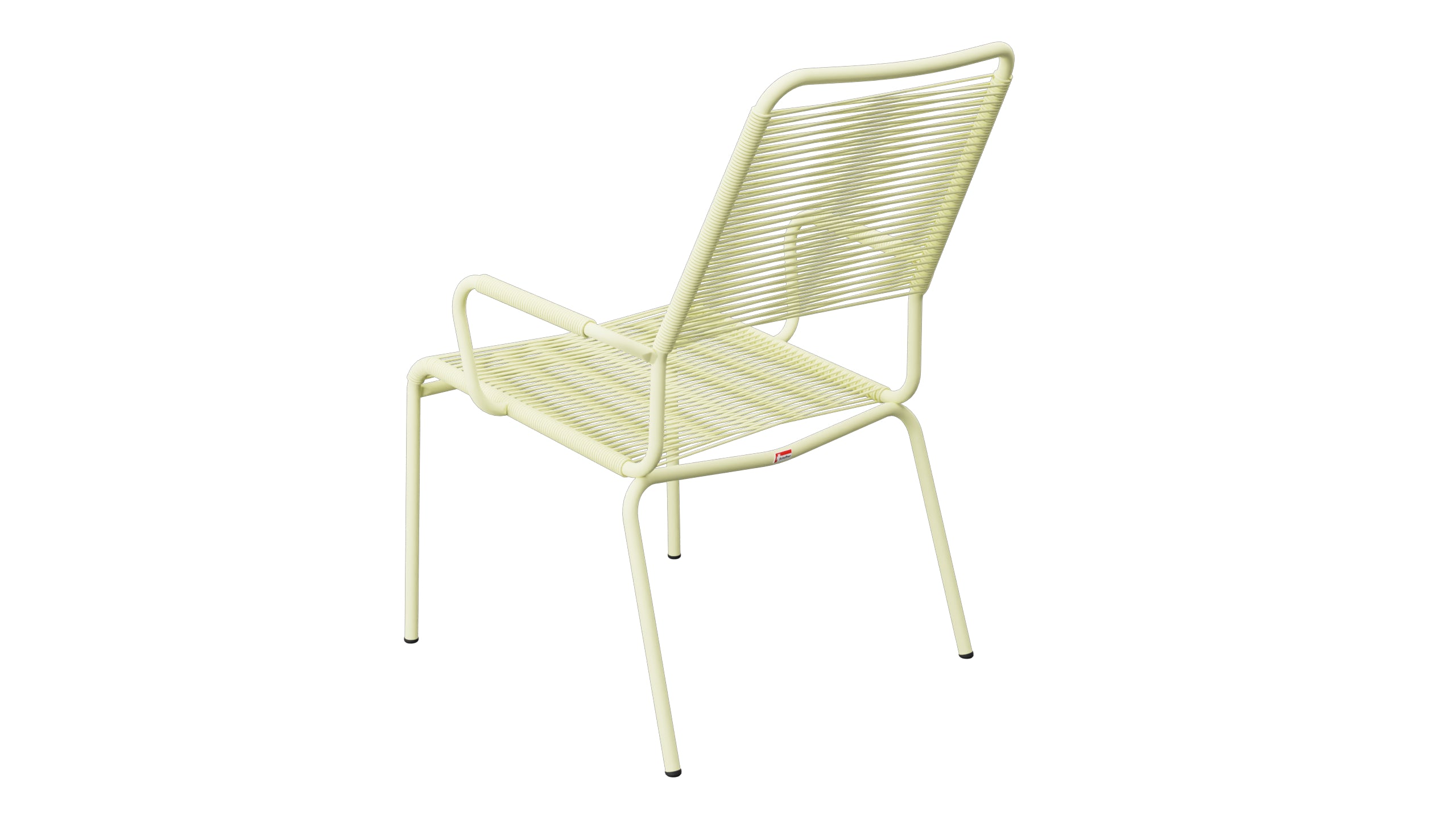 Rigi Spaghetti-Salonsessel  mit Armlehne in Buchsbaumgelb präsentiert im Onlineshop von KAQTU Design AG. Gartenstuhl mit Armlehnen ist von Schaffner