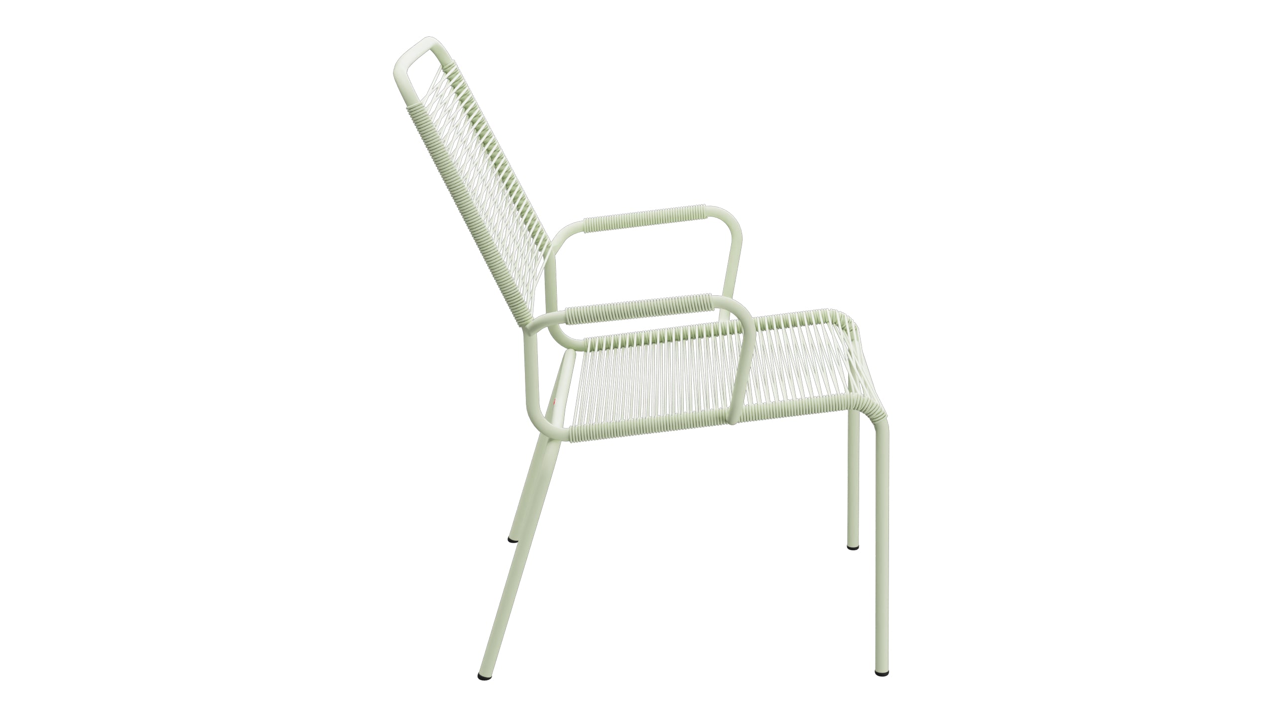 Rigi Spaghetti-Salonsessel  mit Armlehne in Pastellgrün präsentiert im Onlineshop von KAQTU Design AG. Gartenstuhl mit Armlehnen ist von Schaffner