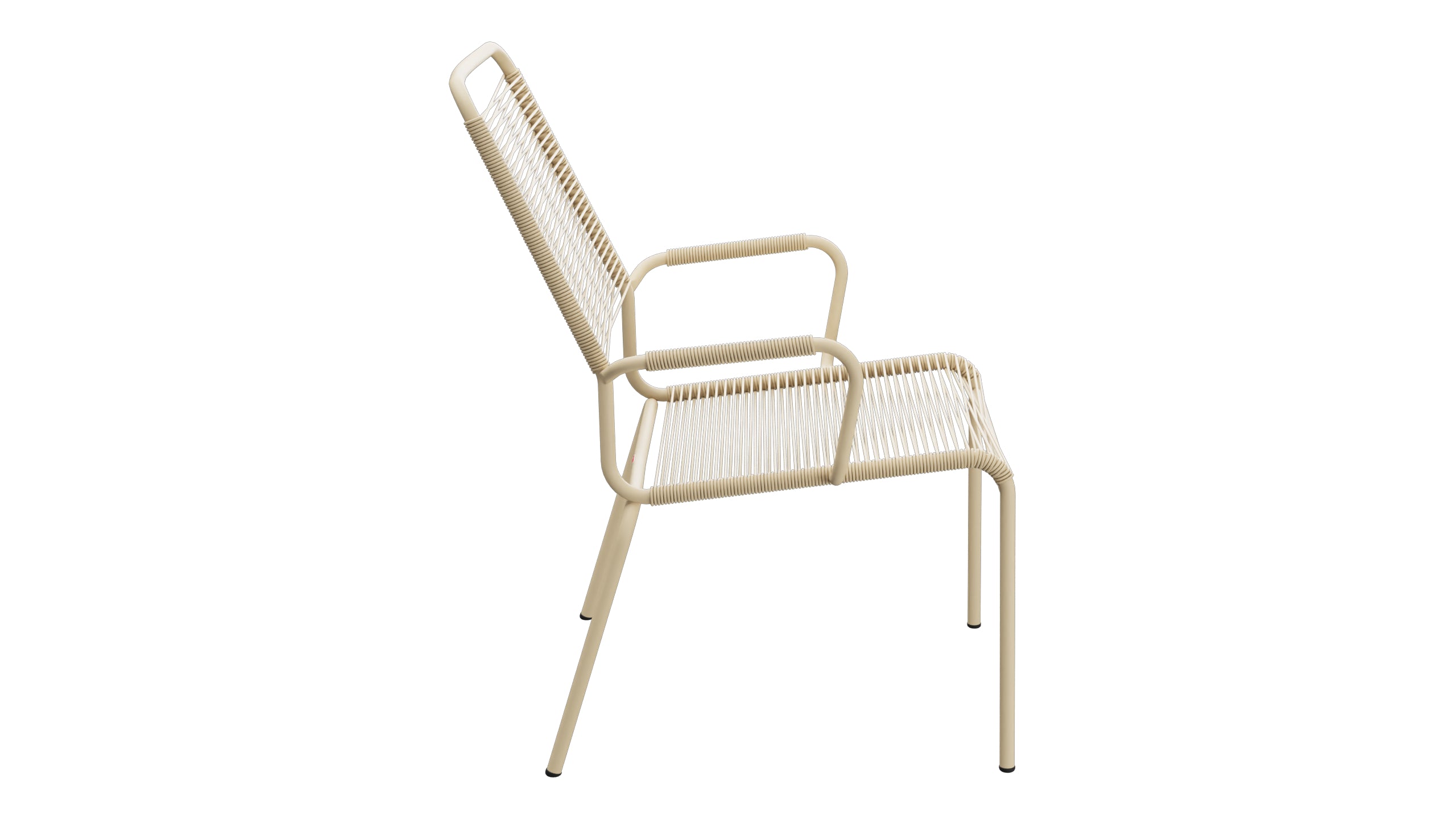 Rigi Spaghetti-Salonsessel  mit Armlehne in Pastellbraun präsentiert im Onlineshop von KAQTU Design AG. Gartenstuhl mit Armlehnen ist von Schaffner