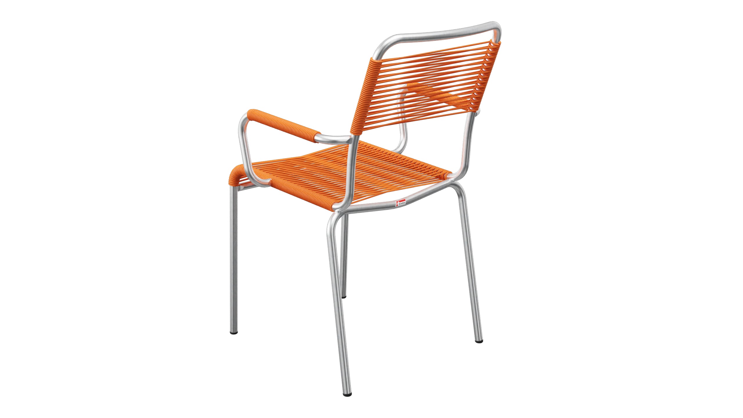 Rigi Spaghetti-Gartenstuhl mit Armlehne in Orange präsentiert im Onlineshop von KAQTU Design AG. Gartenstuhl mit Armlehnen ist von Schaffner