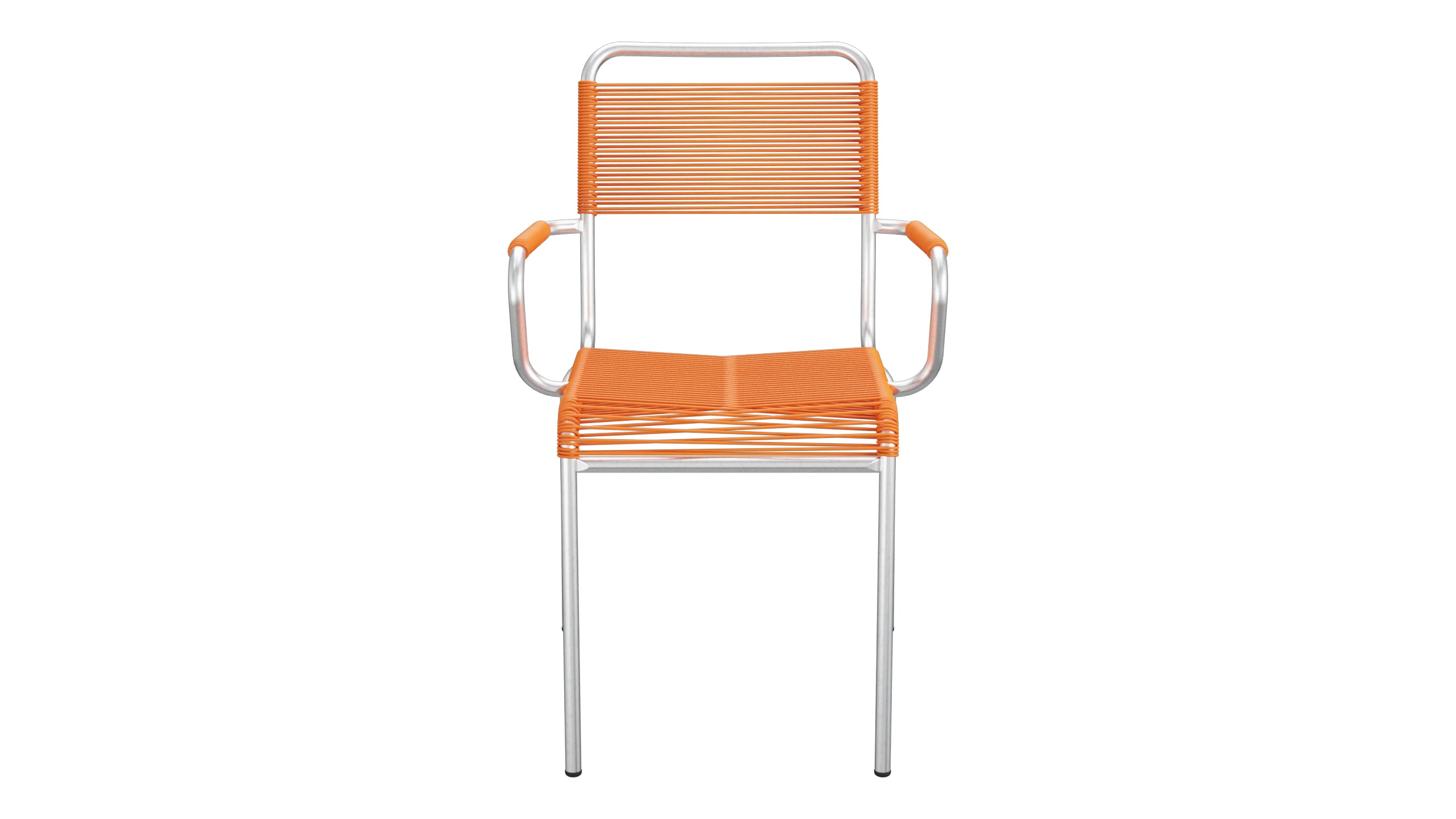 Rigi Spaghetti-Gartenstuhl mit Armlehne in Orange präsentiert im Onlineshop von KAQTU Design AG. Gartenstuhl mit Armlehnen ist von Schaffner