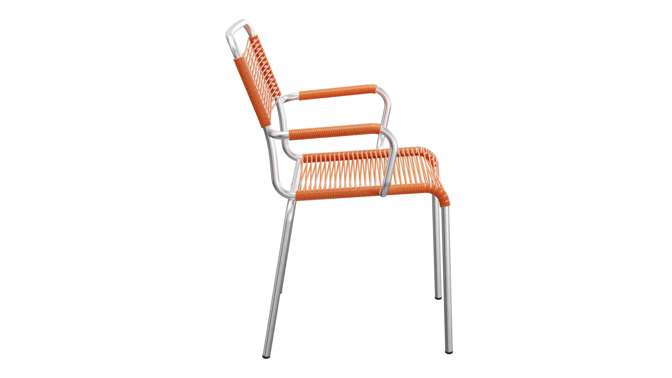 Rigi Spaghetti-Gartenstuhl mit Armlehne in Orange präsentiert im Onlineshop von KAQTU Design AG. Gartenstuhl mit Armlehnen ist von Schaffner