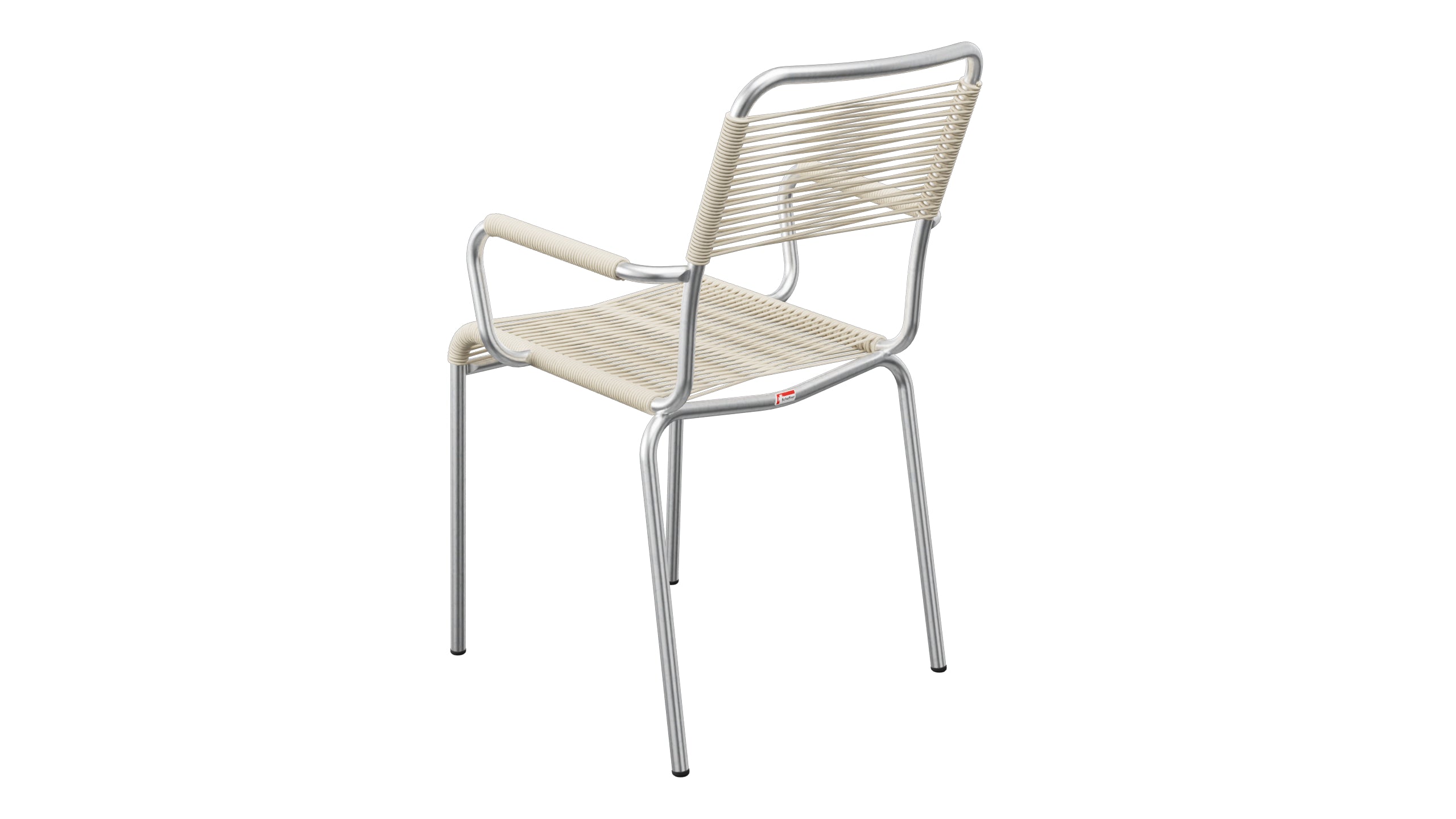 Rigi Spaghetti-Gartenstuhl mit Armlehne in Pastellsand präsentiert im Onlineshop von KAQTU Design AG. Gartenstuhl mit Armlehnen ist von Schaffner