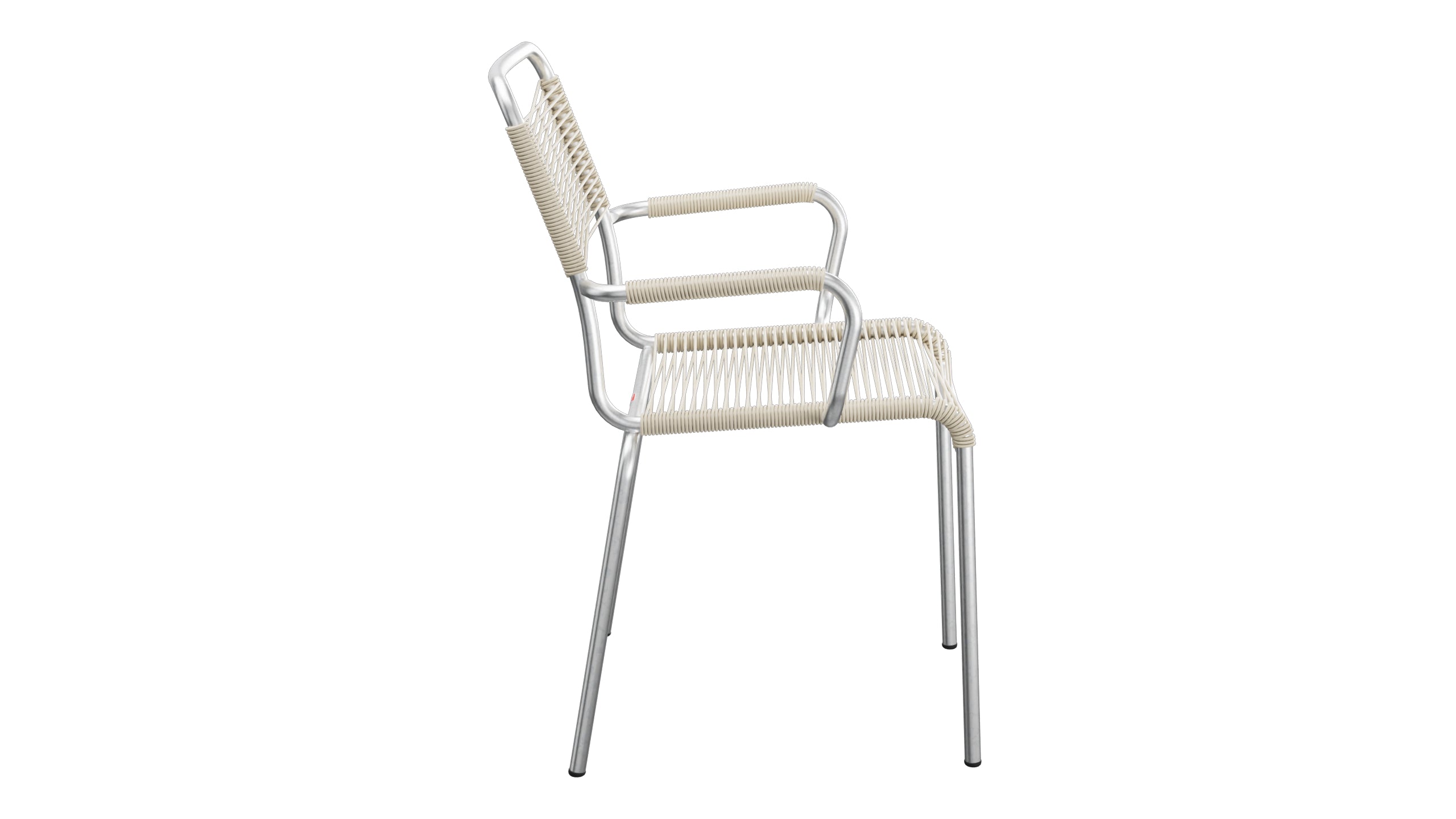 Rigi Spaghetti-Gartenstuhl mit Armlehne in Pastellsand präsentiert im Onlineshop von KAQTU Design AG. Gartenstuhl mit Armlehnen ist von Schaffner