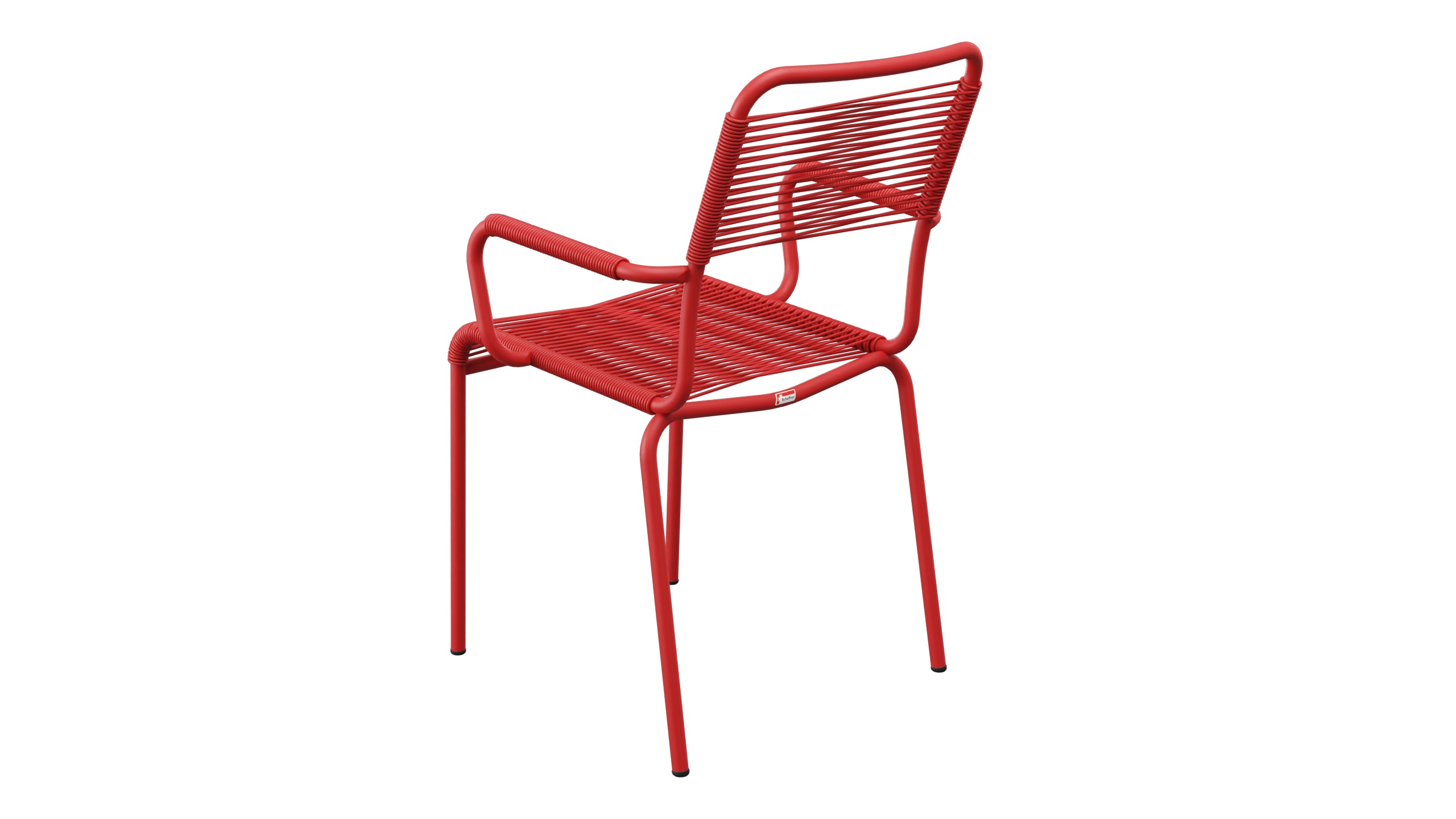 Rigi Spaghetti-Gartenstuhl mit Armlehne in Rot präsentiert im Onlineshop von KAQTU Design AG. Gartenstuhl mit Armlehnen ist von Schaffner