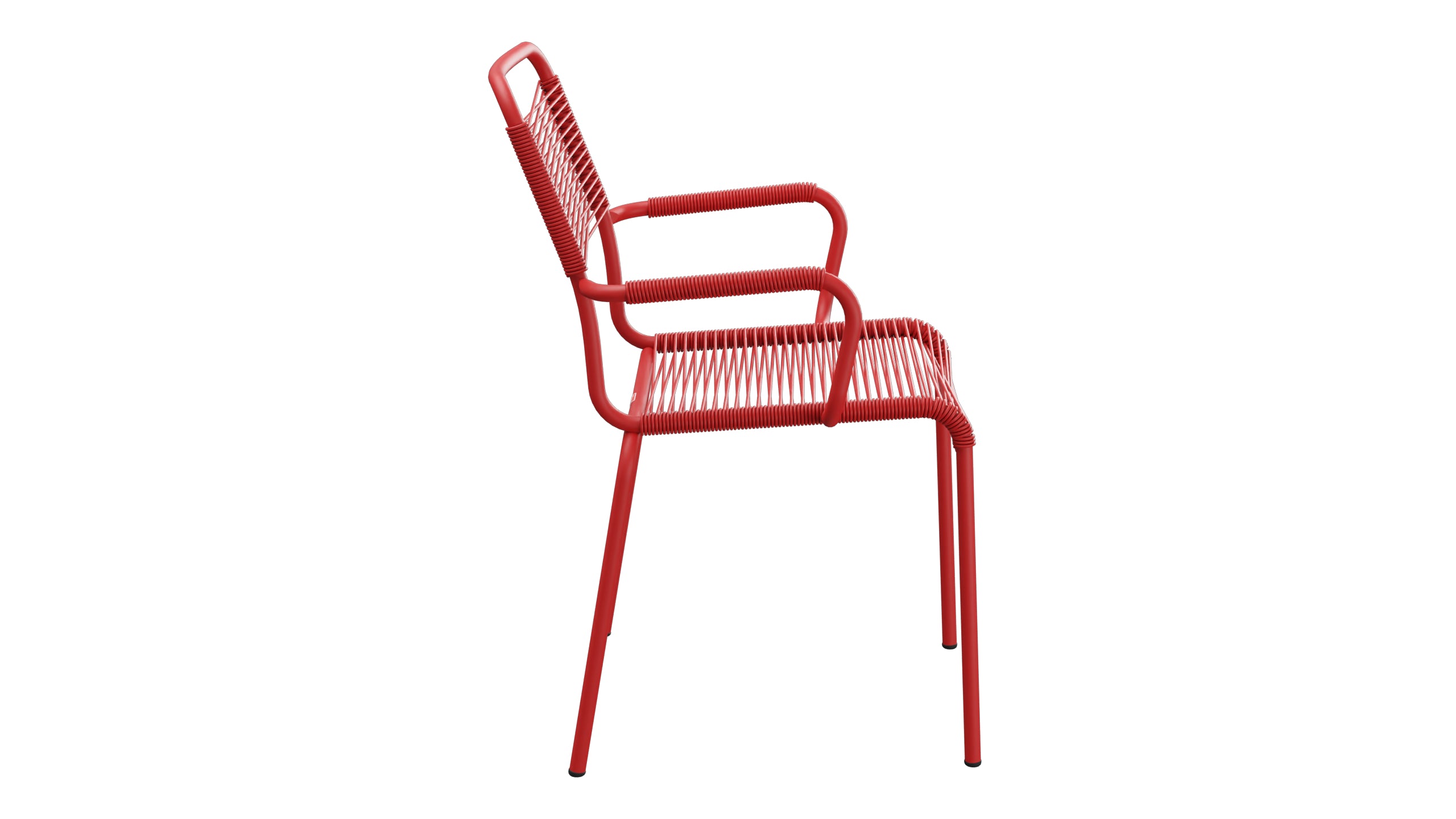 Rigi Spaghetti-Gartenstuhl mit Armlehne in Rot präsentiert im Onlineshop von KAQTU Design AG. Gartenstuhl mit Armlehnen ist von Schaffner