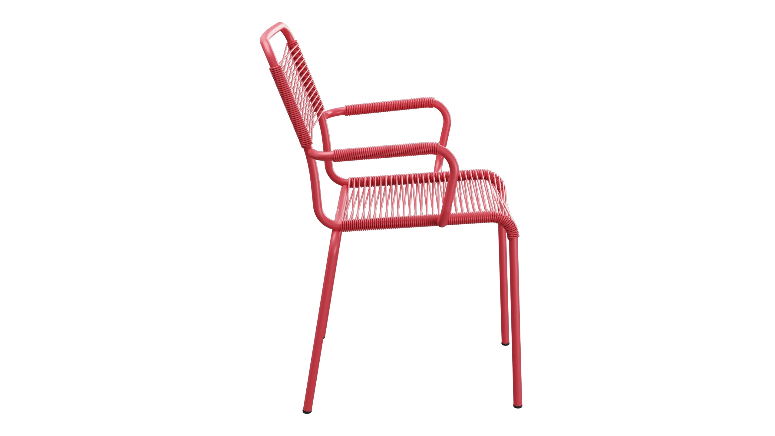 Rigi Spaghetti-Gartenstuhl mit Armlehne in Ahornrot präsentiert im Onlineshop von KAQTU Design AG. Gartenstuhl mit Armlehnen ist von Schaffner