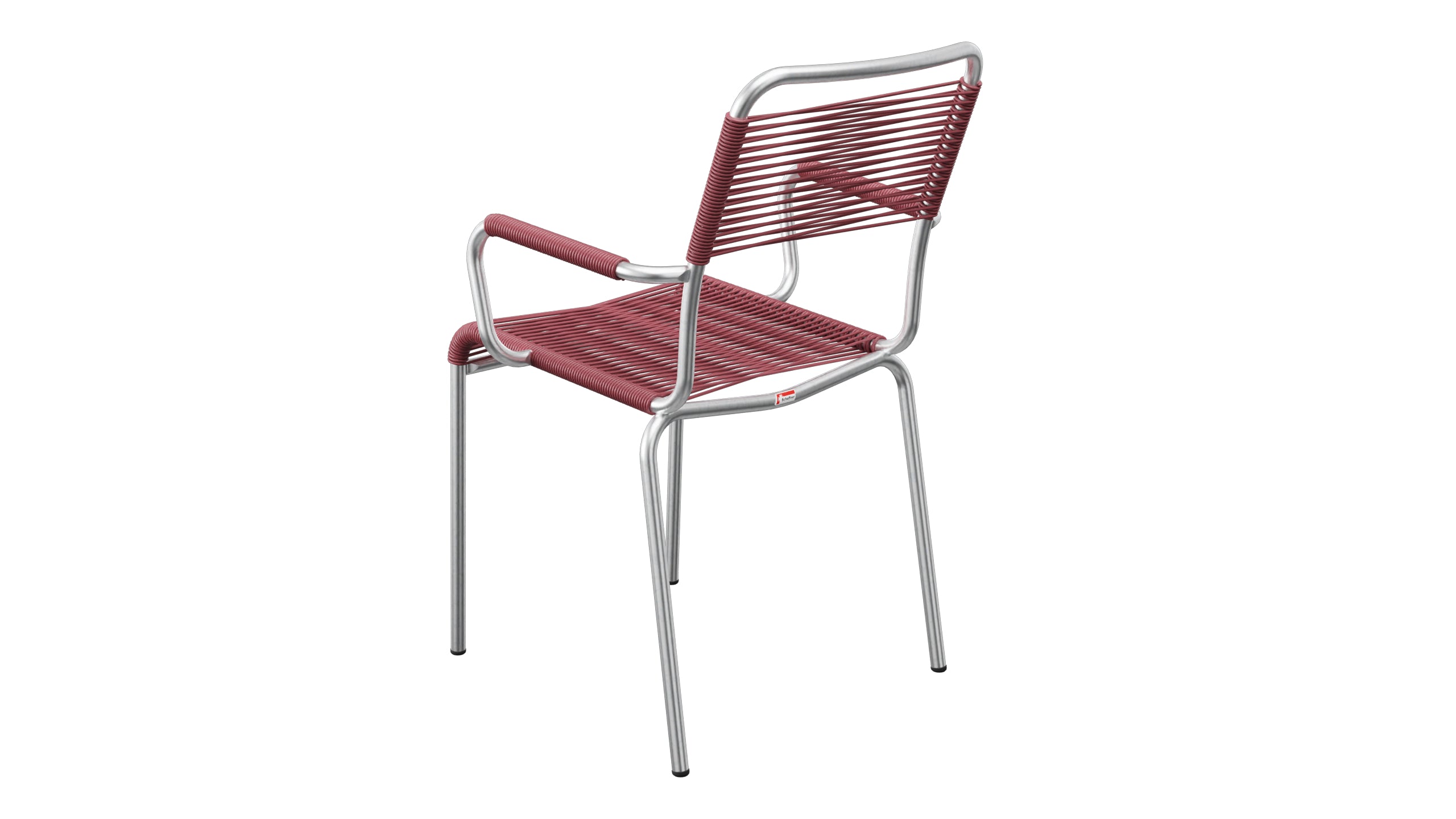 Rigi Spaghetti-Gartenstuhl mit Armlehne in Bordeaux präsentiert im Onlineshop von KAQTU Design AG. Gartenstuhl mit Armlehnen ist von Schaffner
