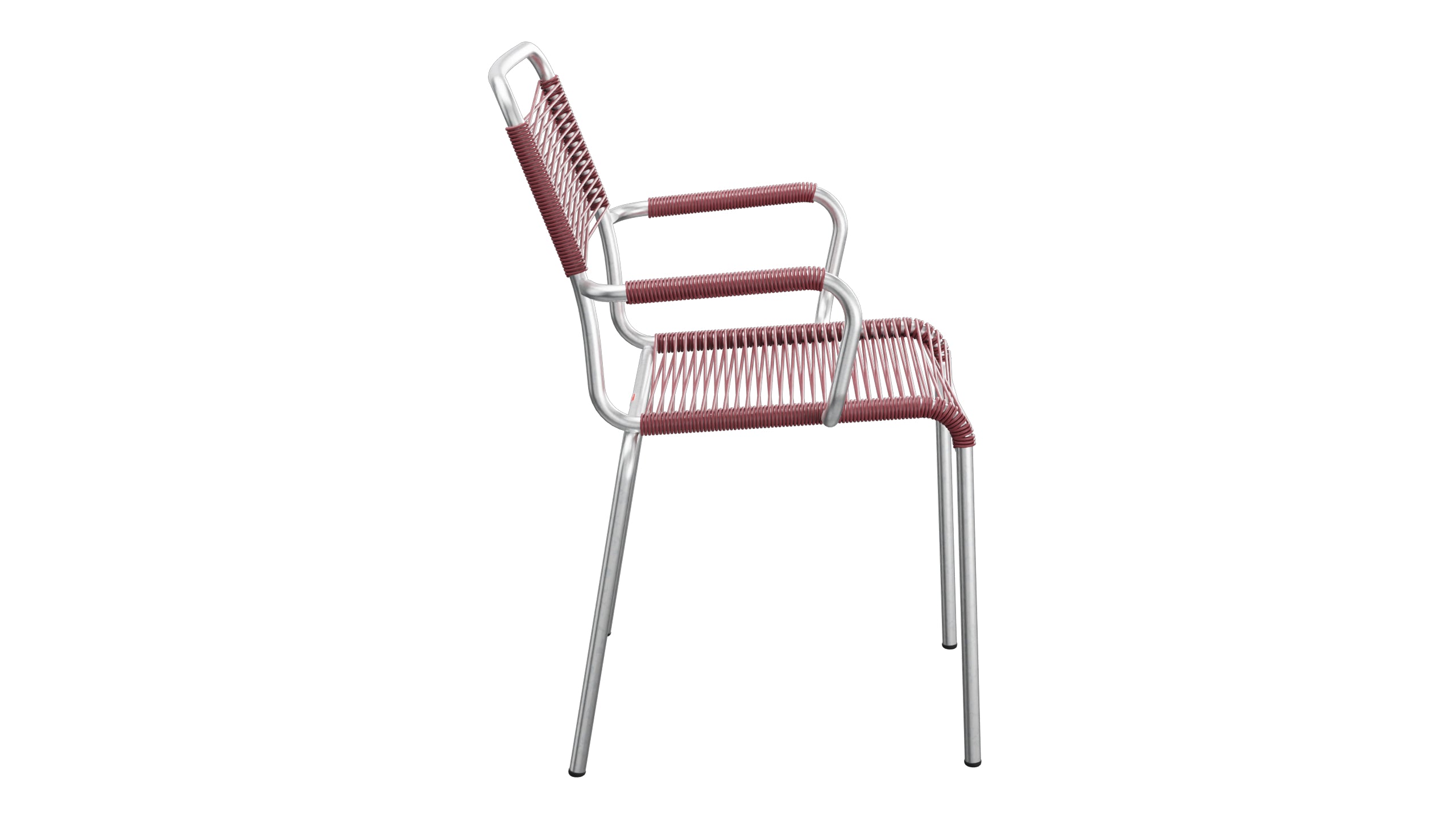 Rigi Spaghetti-Gartenstuhl mit Armlehne in Bordeaux präsentiert im Onlineshop von KAQTU Design AG. Gartenstuhl mit Armlehnen ist von Schaffner