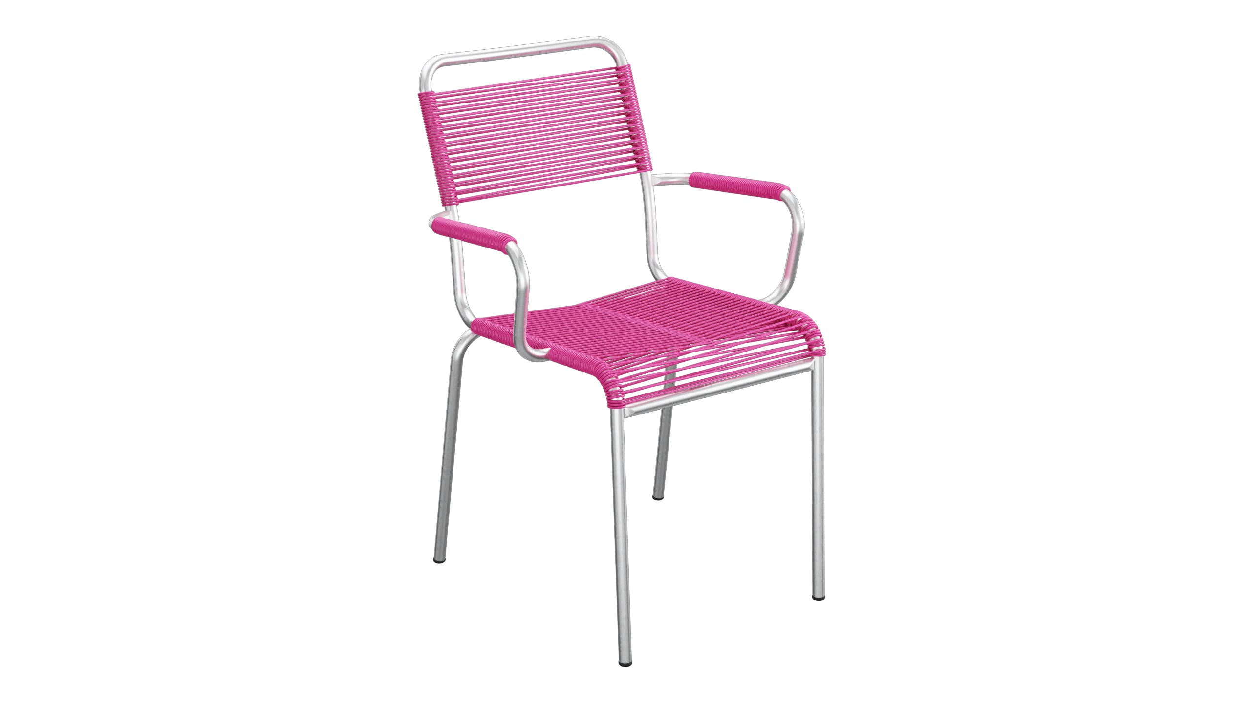 Rigi Spaghetti-Gartenstuhl mit Armlehne in Pink präsentiert im Onlineshop von KAQTU Design AG. Gartenstuhl mit Armlehnen ist von Schaffner