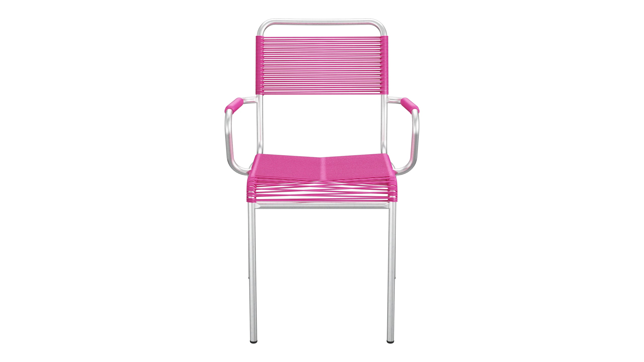 Rigi Spaghetti-Gartenstuhl mit Armlehne in Pink präsentiert im Onlineshop von KAQTU Design AG. Gartenstuhl mit Armlehnen ist von Schaffner