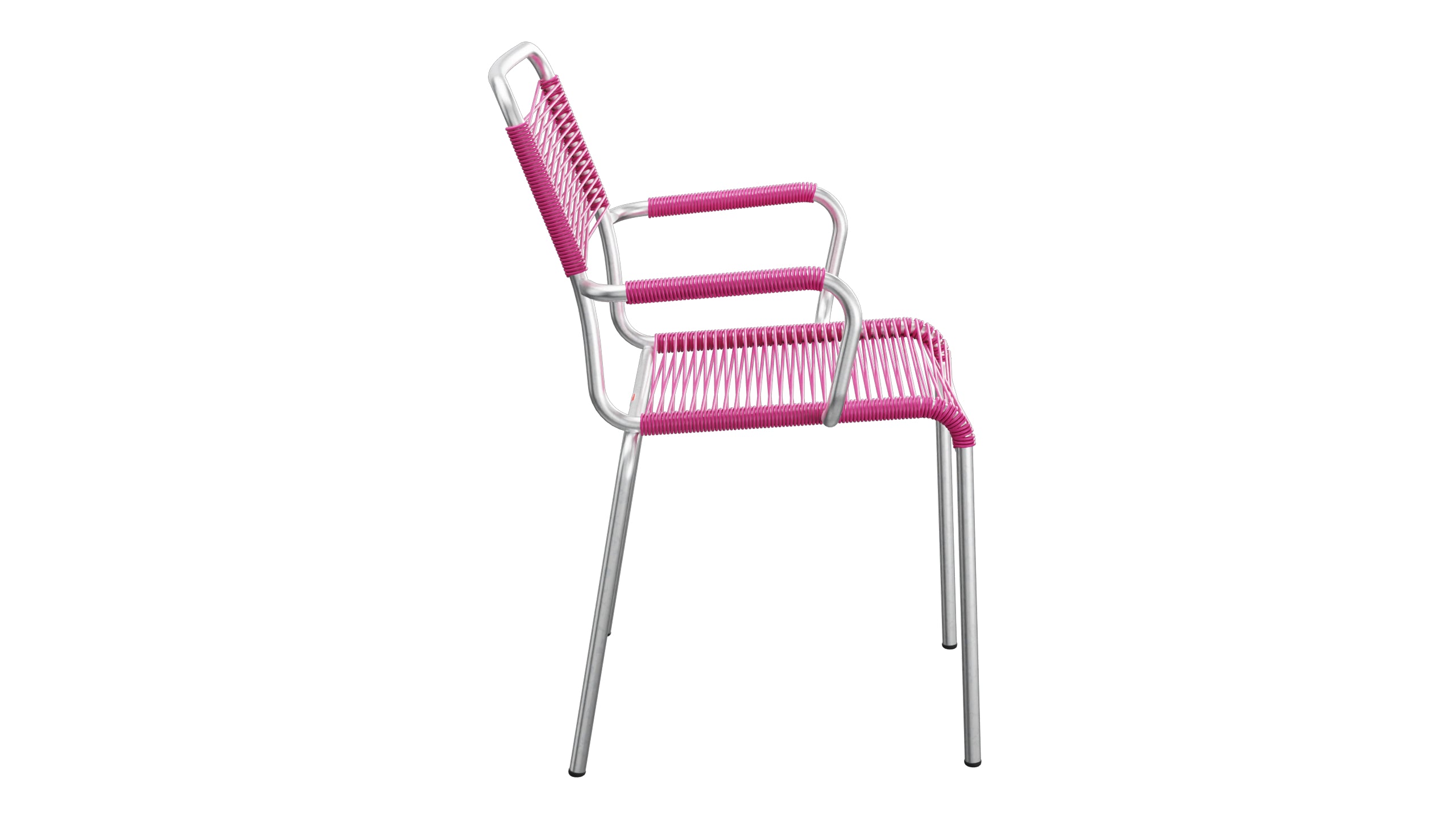 Rigi Spaghetti-Gartenstuhl mit Armlehne in Pink präsentiert im Onlineshop von KAQTU Design AG. Gartenstuhl mit Armlehnen ist von Schaffner