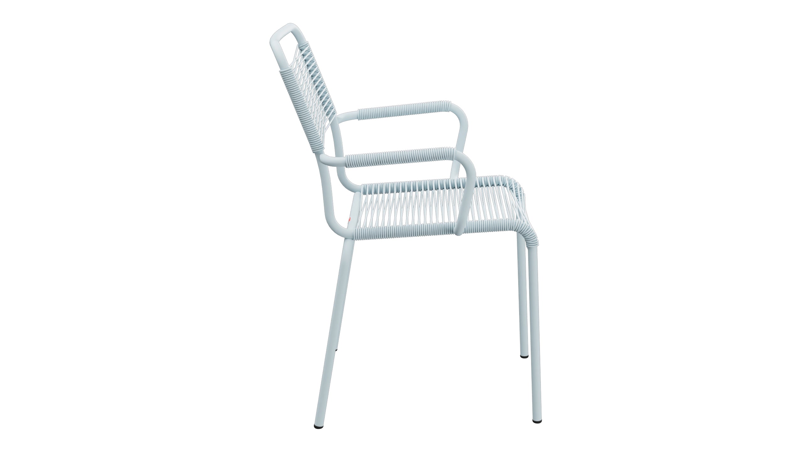 Rigi Spaghetti-Gartenstuhl mit Armlehne in Pastellblau präsentiert im Onlineshop von KAQTU Design AG. Gartenstuhl mit Armlehnen ist von Schaffner