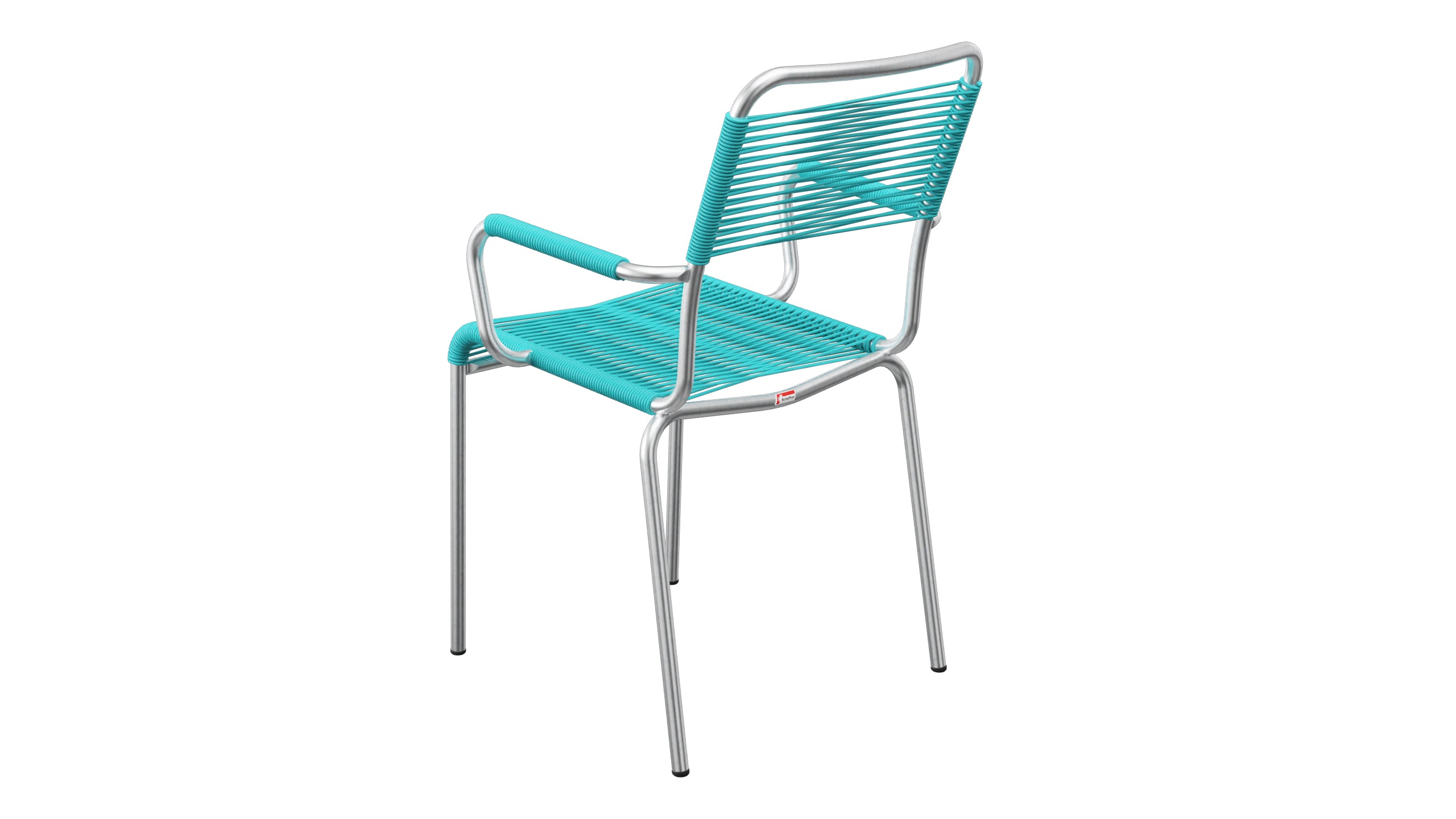 Rigi Spaghetti-Gartenstuhl mit Armlehne in Türkis präsentiert im Onlineshop von KAQTU Design AG. Gartenstuhl mit Armlehnen ist von Schaffner