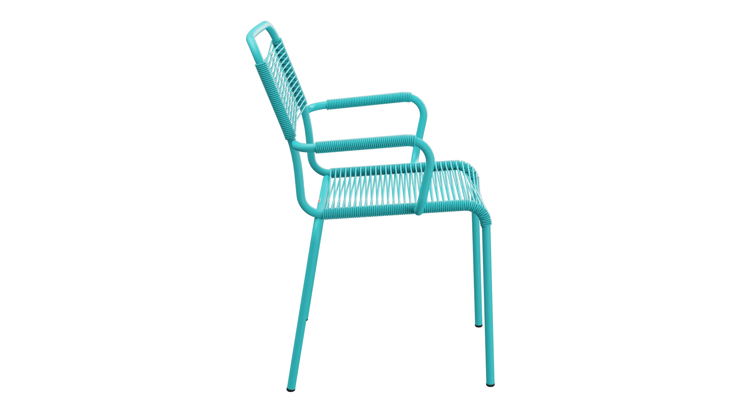 Rigi Spaghetti-Gartenstuhl mit Armlehne in Türkis präsentiert im Onlineshop von KAQTU Design AG. Gartenstuhl mit Armlehnen ist von Schaffner